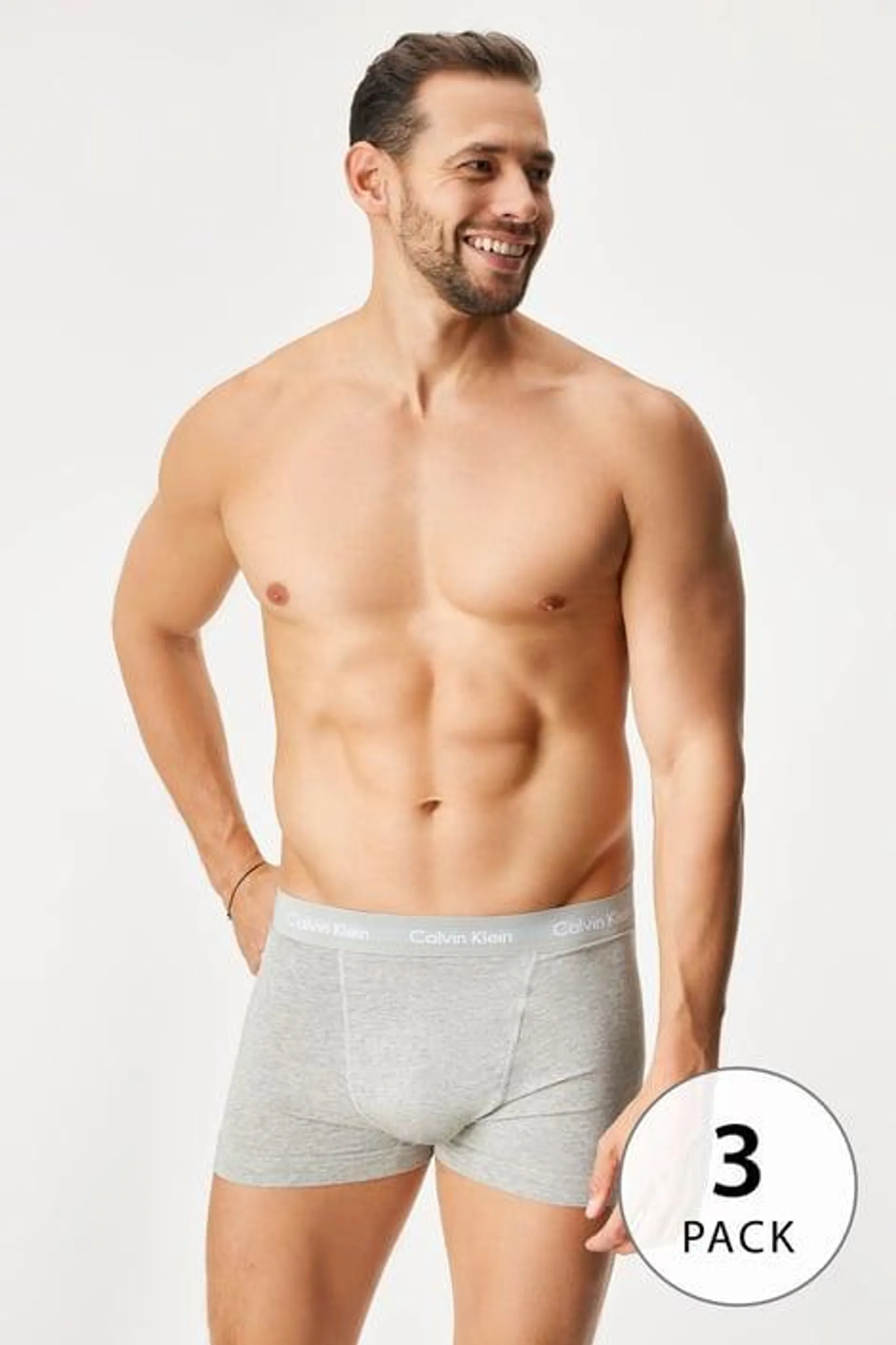 3PACK Boxerky Calvin Klein Cotton Stretch - světlešedá