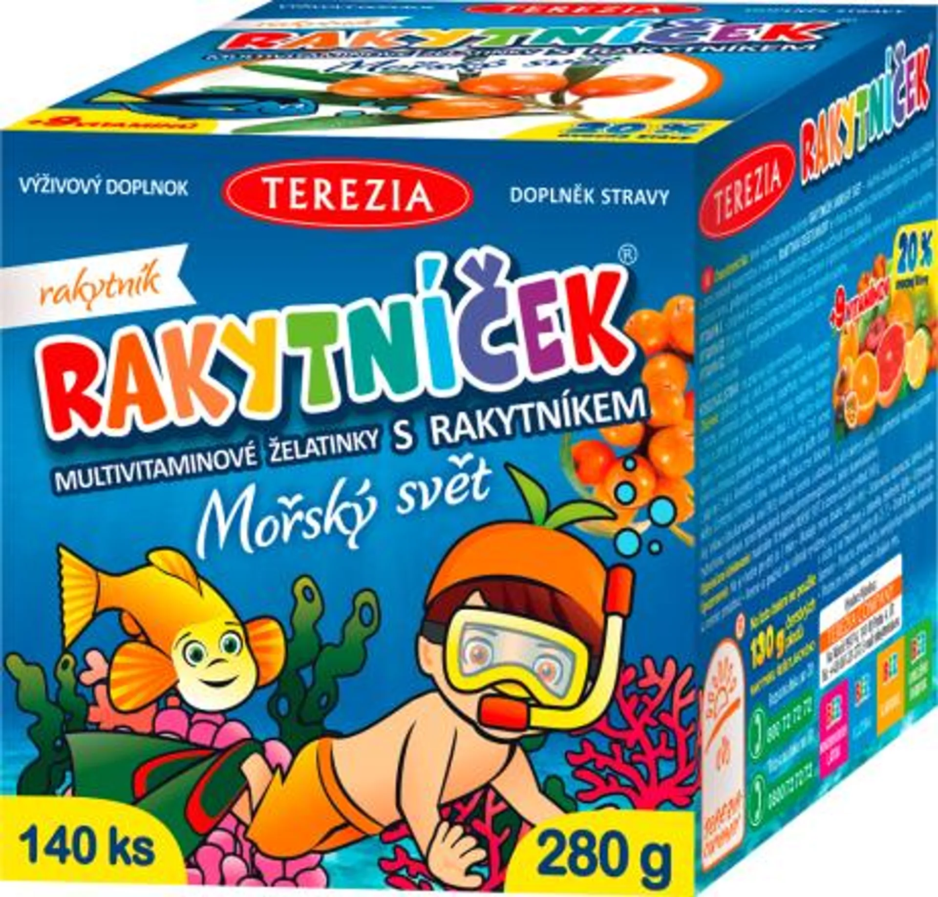 multivitamínové želatinky s rakytníkem Mořský svět, 140 ks