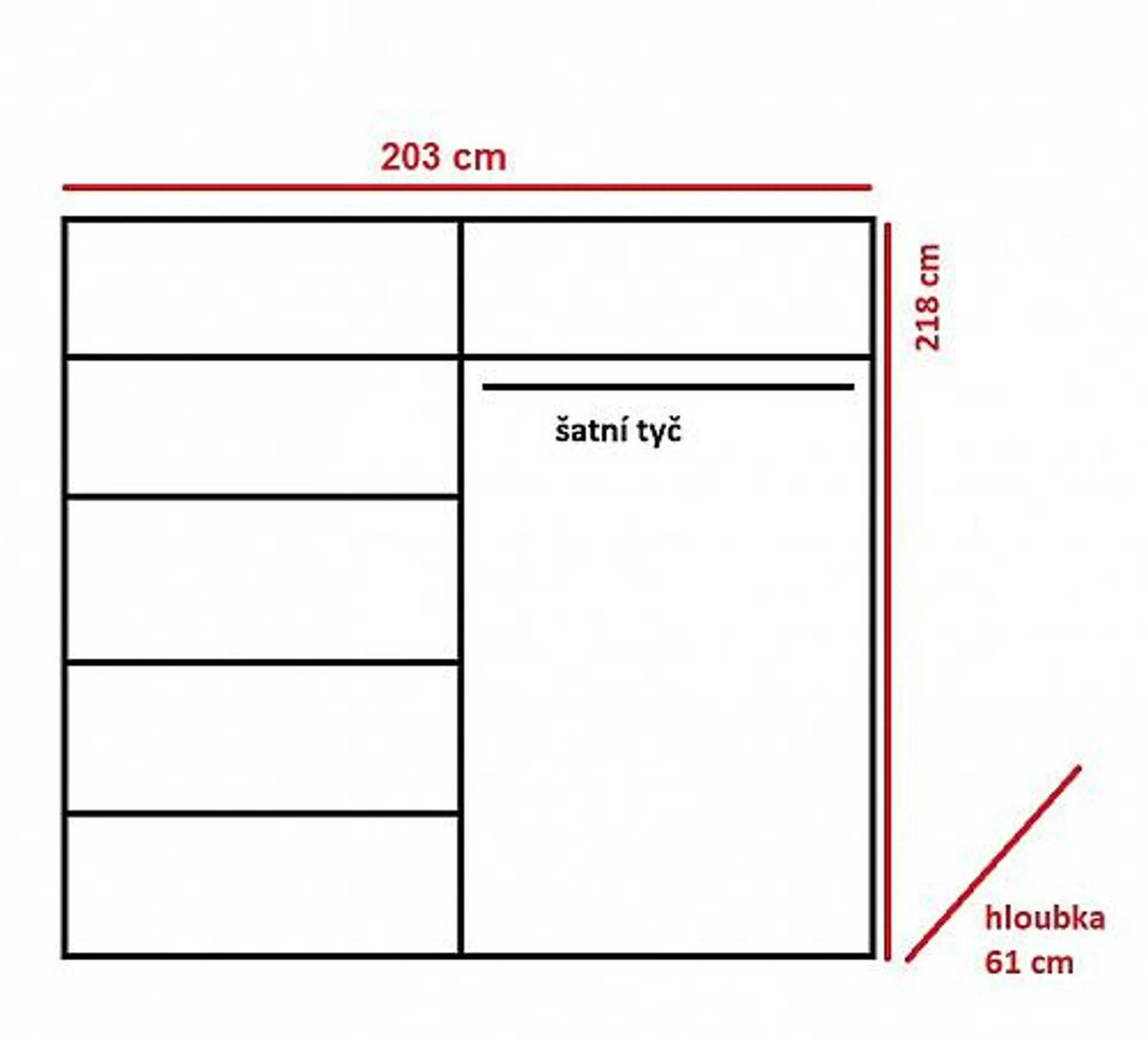 Šatní skříň MULTI 35 203 cm (M) bílá