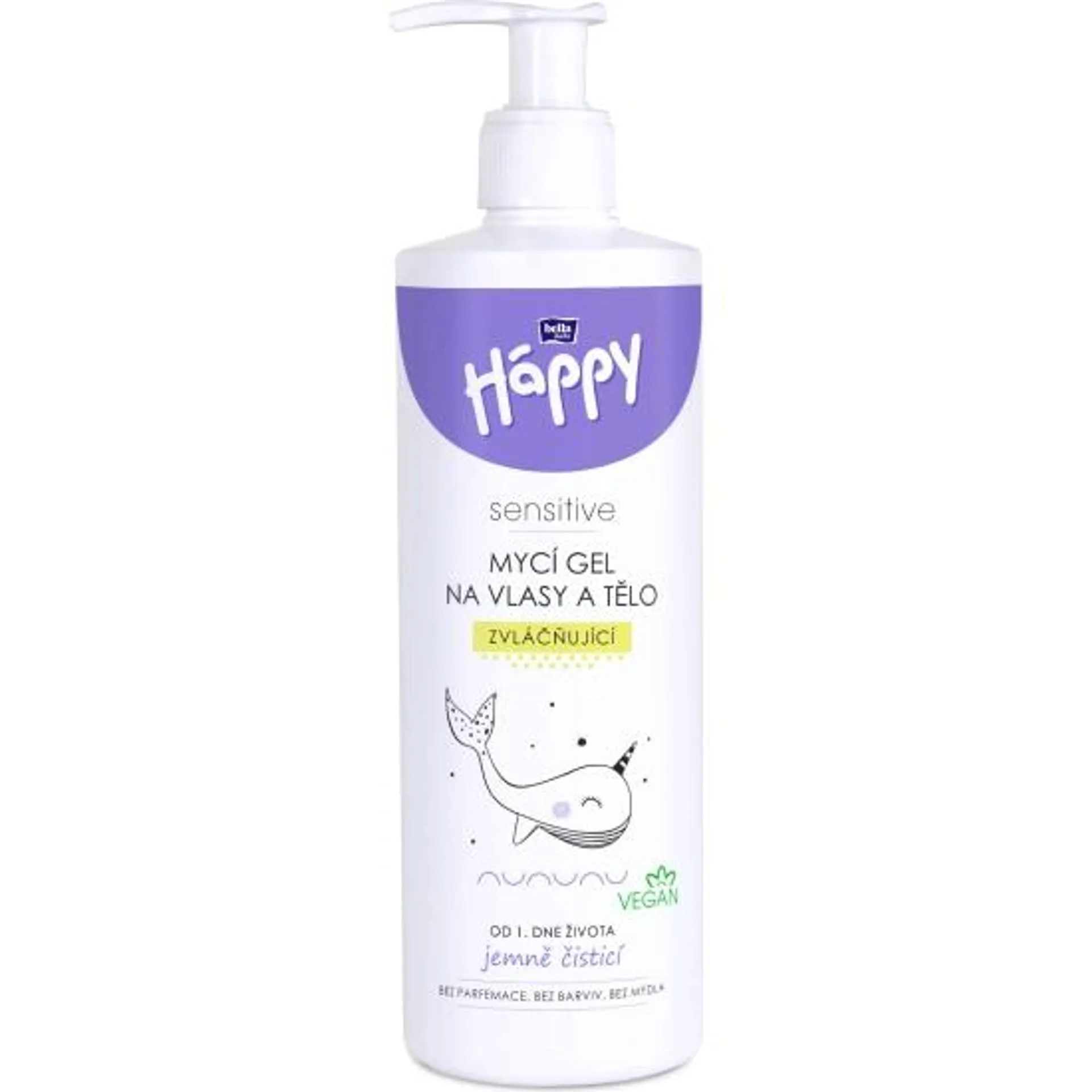 Bella Baby Happy mycí gel na vlasy a tělo zvláčňující, 400 ml