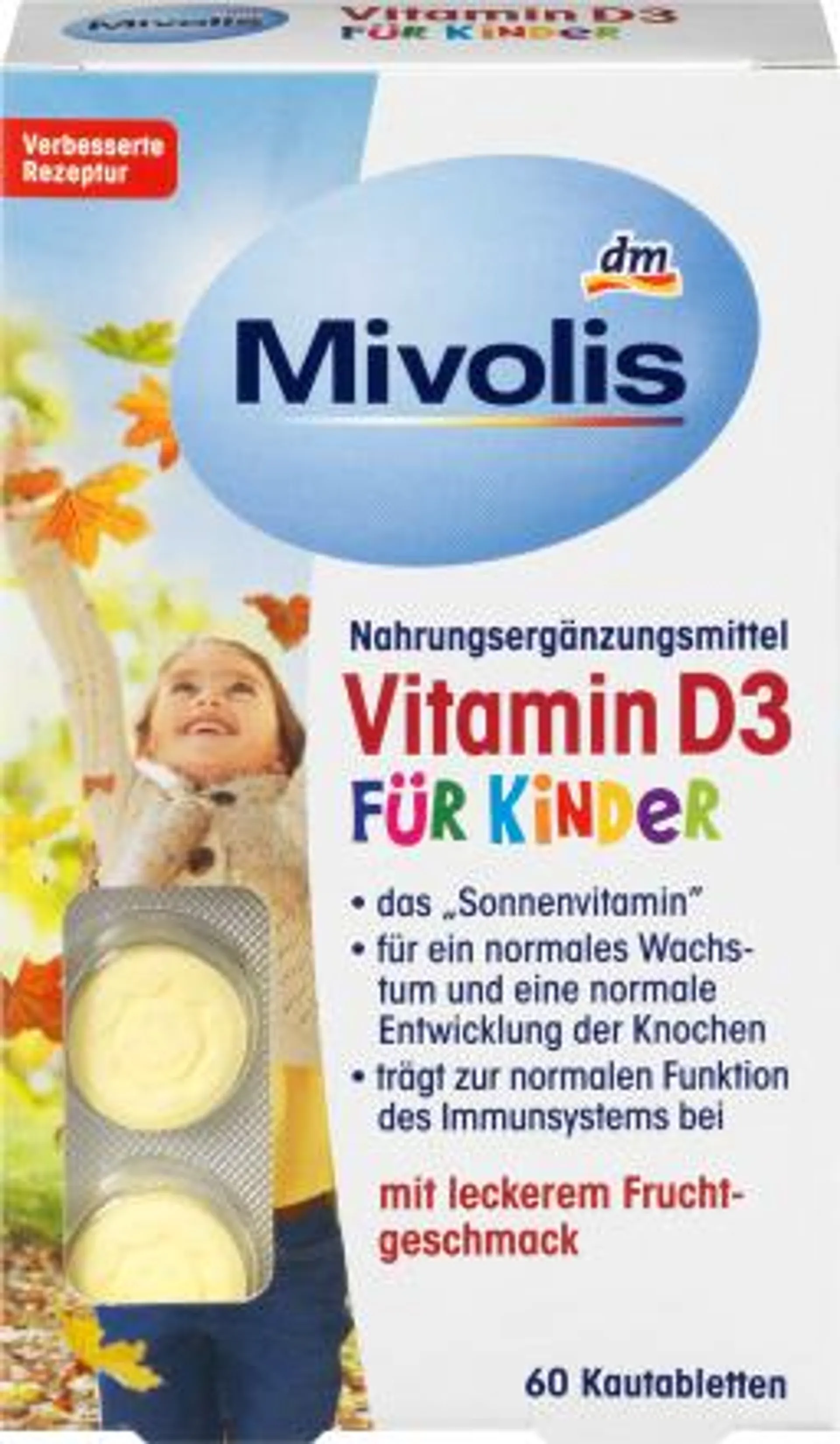 žvýkací tablety pro děti s vitamínem D3, 51 g