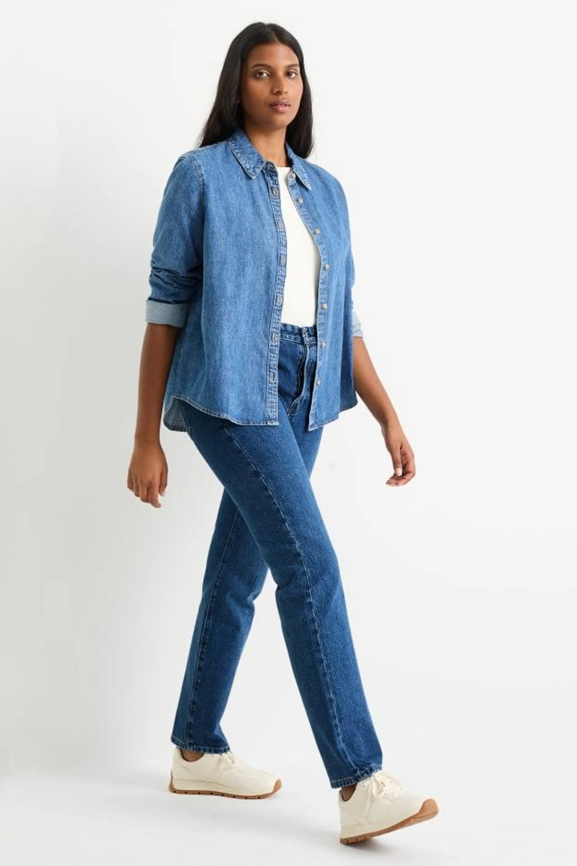 Vintage straight jeans - high-rise waist