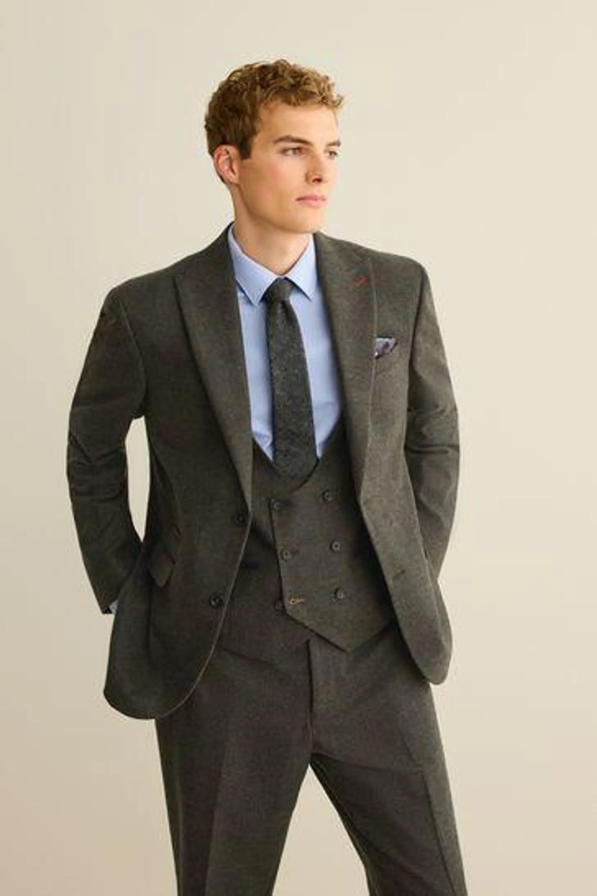 Trimmed Check Suit Jacket