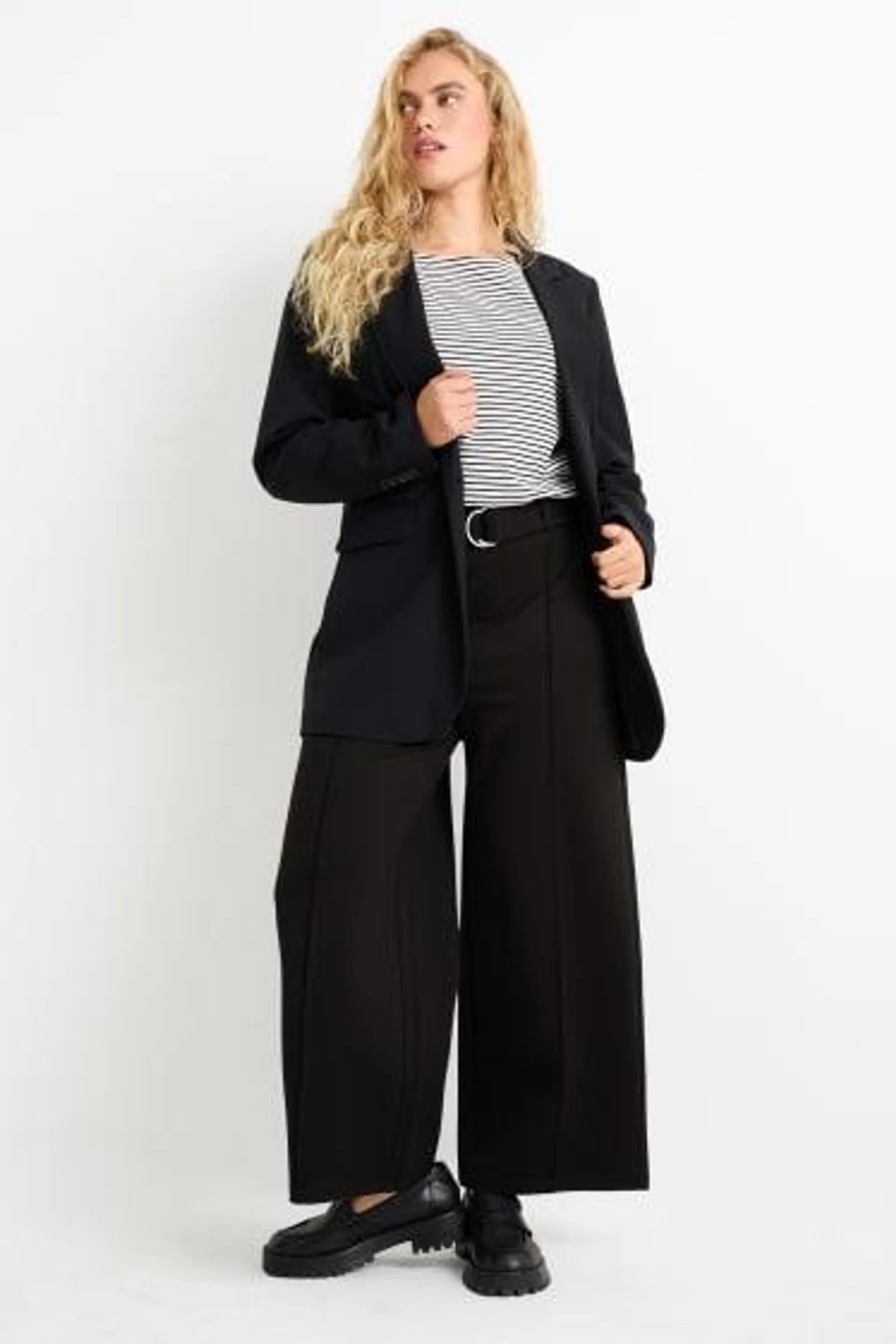 Jersey trousers - high-rise waist - wide leg