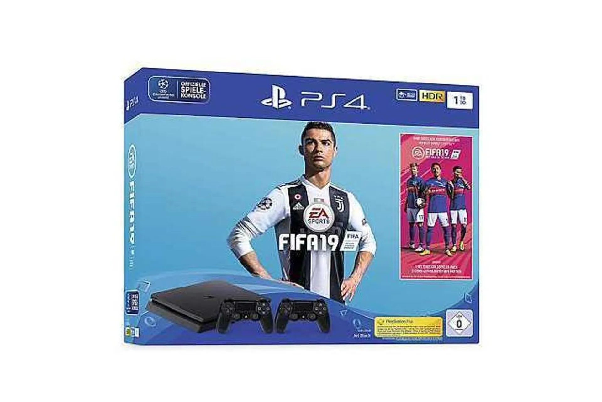 SONY PlayStation 4 PS4 Slim 1 TB + FIFA 19 + 2 ovladače, černý