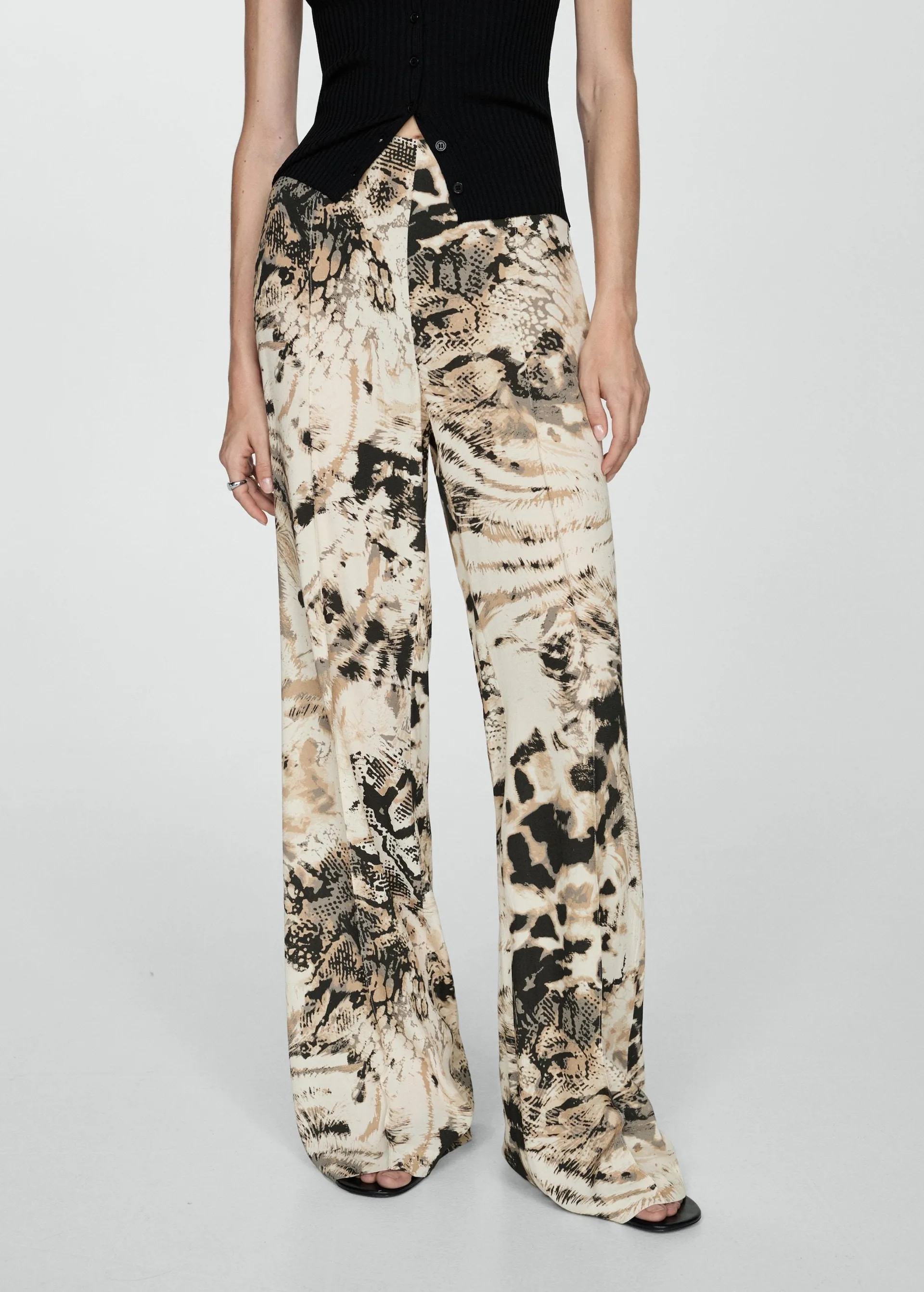 Fluid animal- print trousers