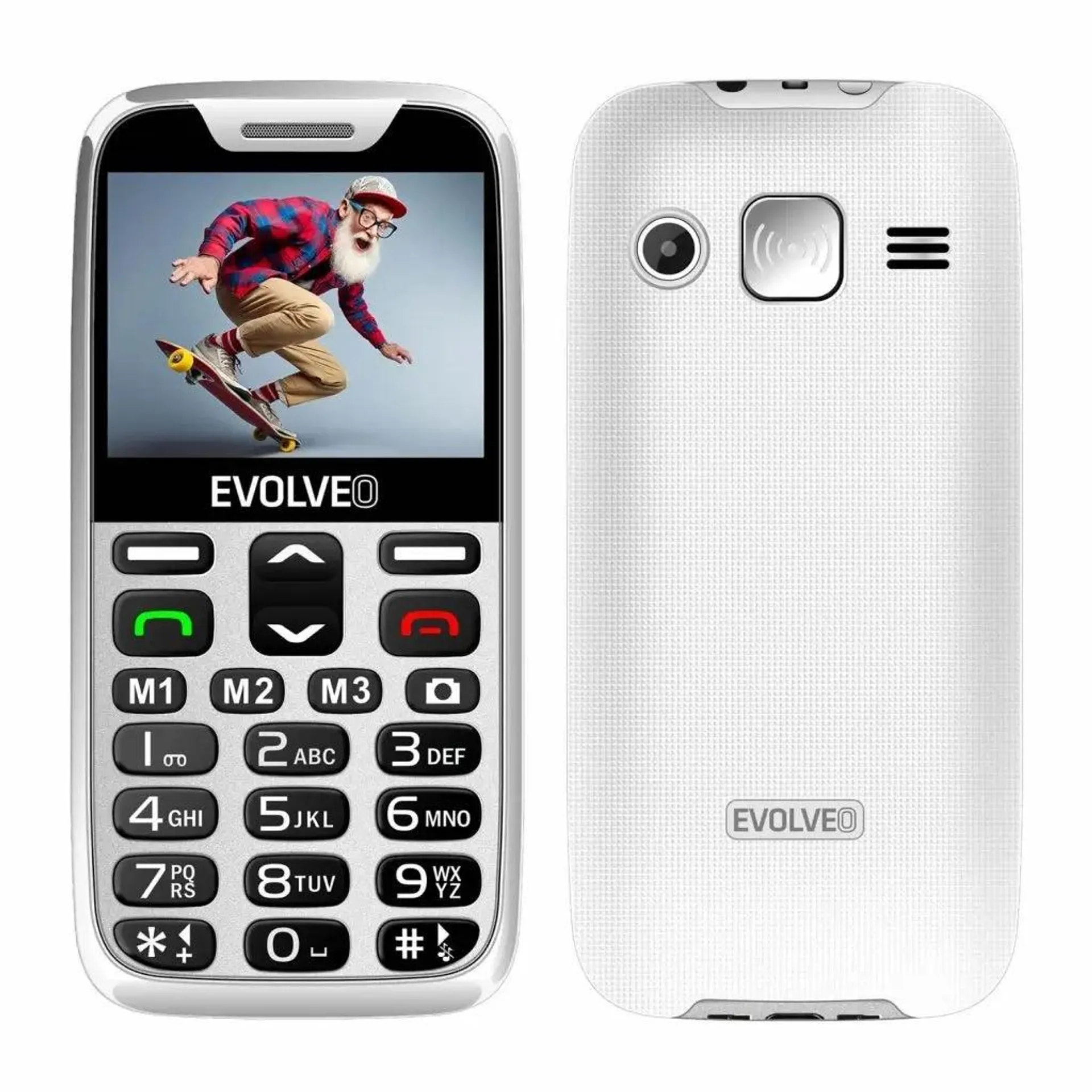 Tlačítkový telefon pro seniory Evolveo EasyPhone XD, bílá