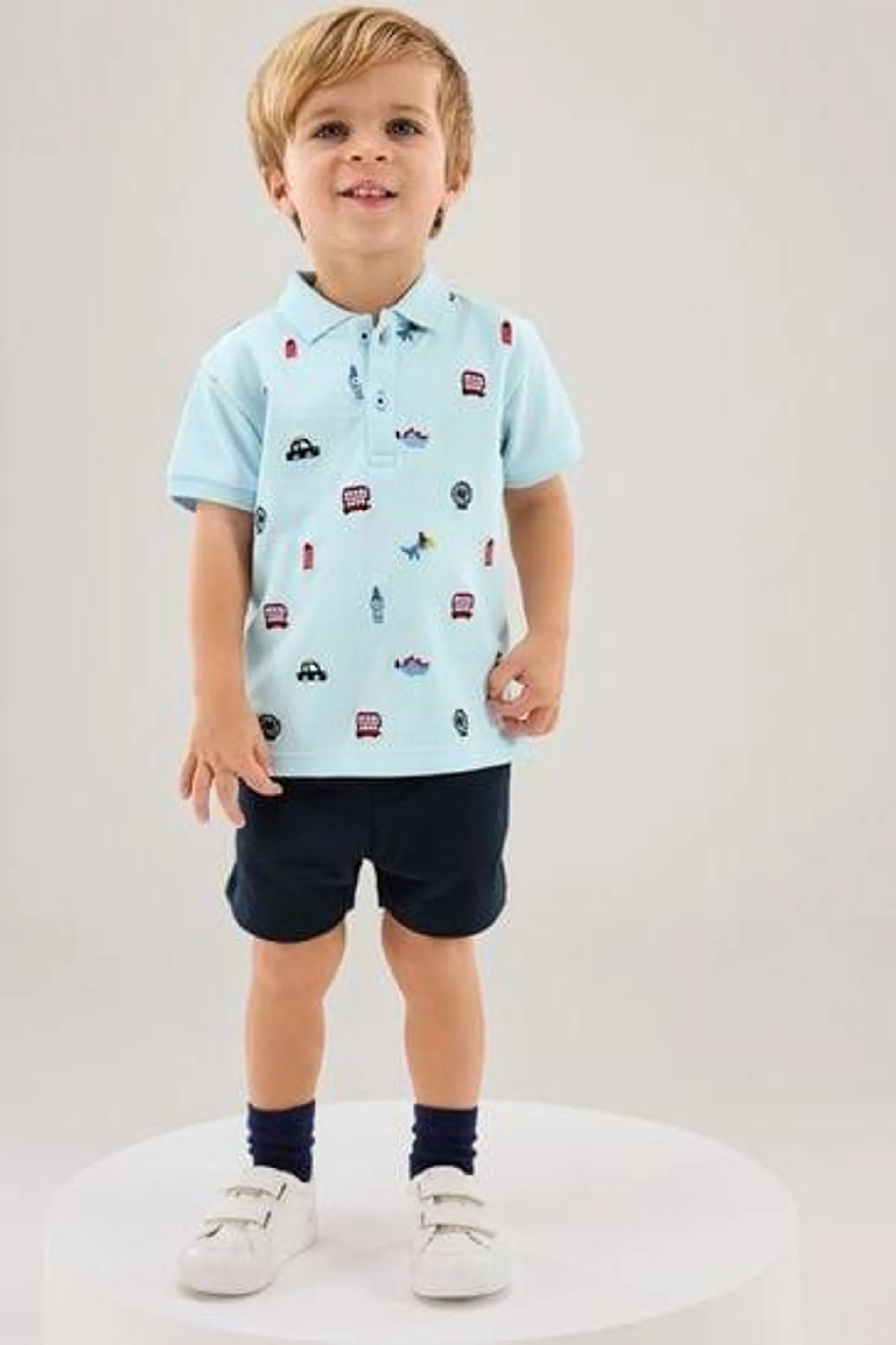 All Over Printed Polo Shirt And Shorts Set (3mths-7yrs)