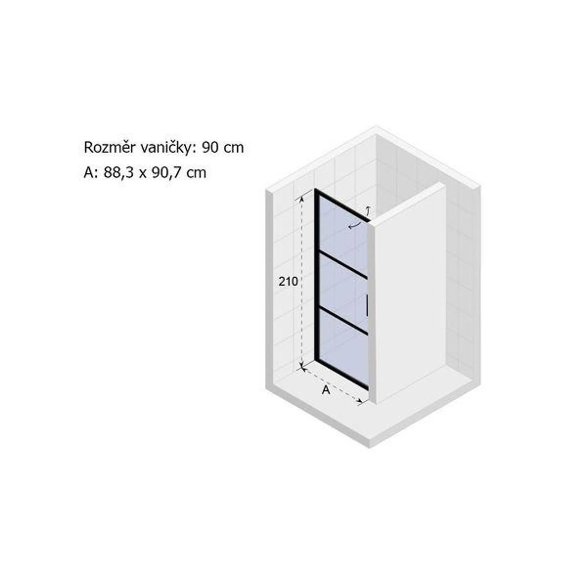 Riho Grid Sprchové dveře do niky 90 cm, černá GB1090000