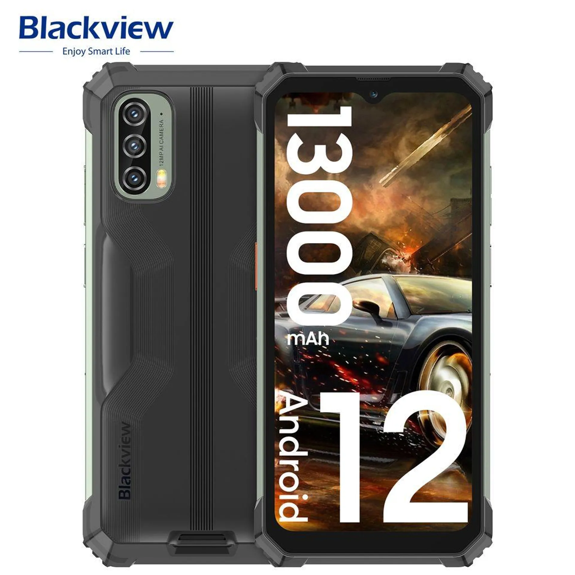 Blackview BV7100 Outdoorový telefon, 6,58" telefon bez smlouvy, 10GB+128GB, osmijádrový, Android 12, 13000mAh, 12MP+8MP fotoaparát, Dual SIM 4G, černý