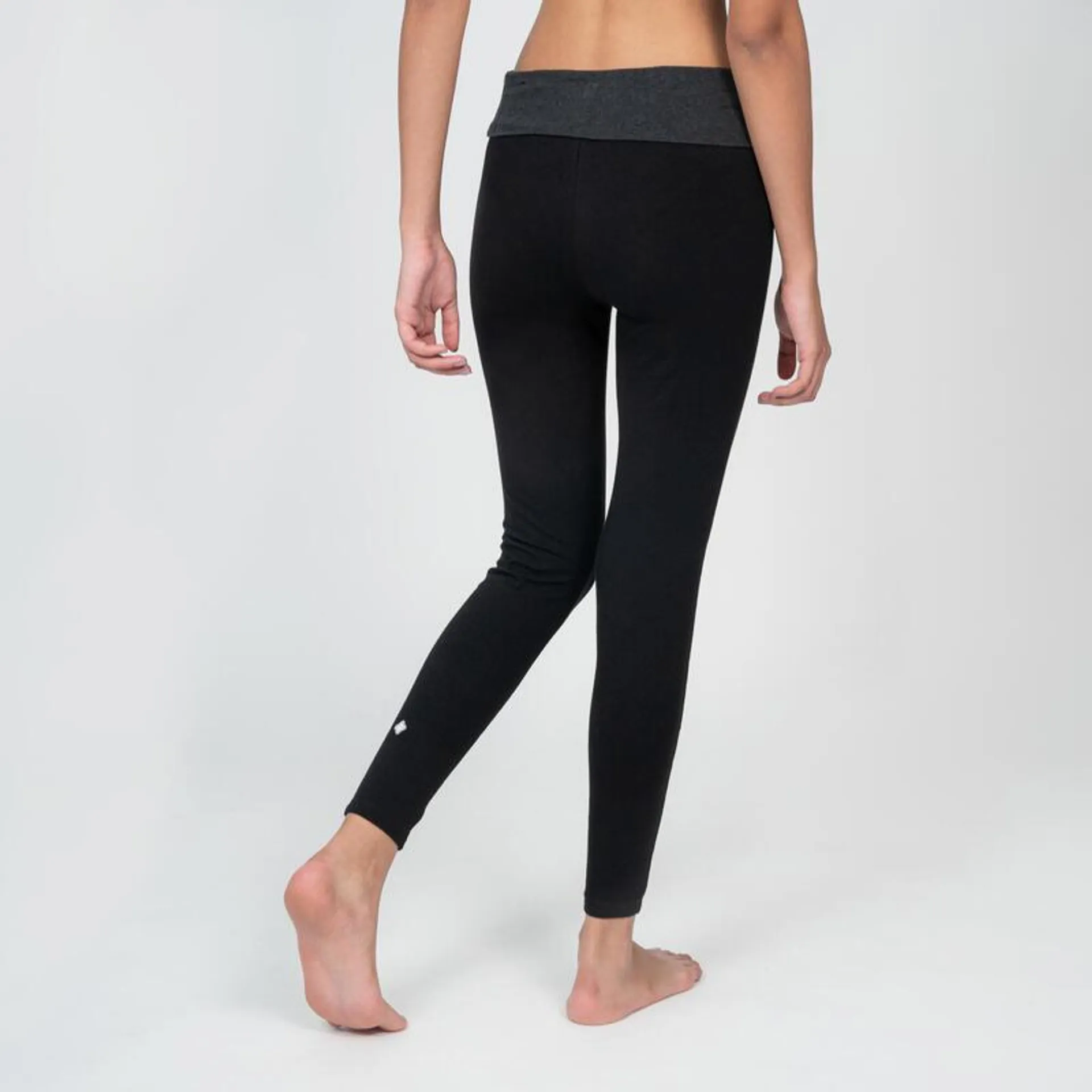 Leggings donna yoga cotone bio nero-grigio