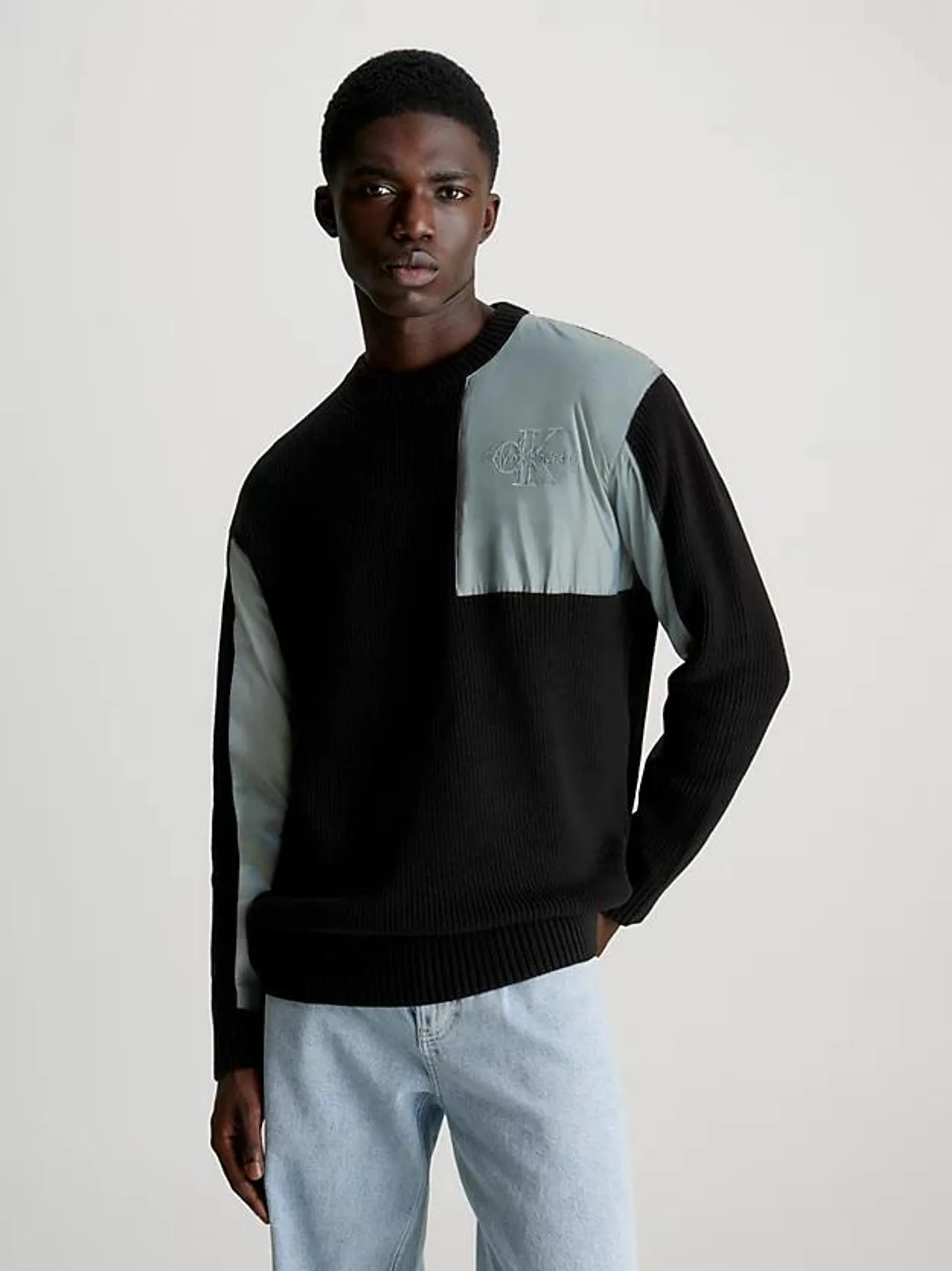 Material Mix Panelled Jumper