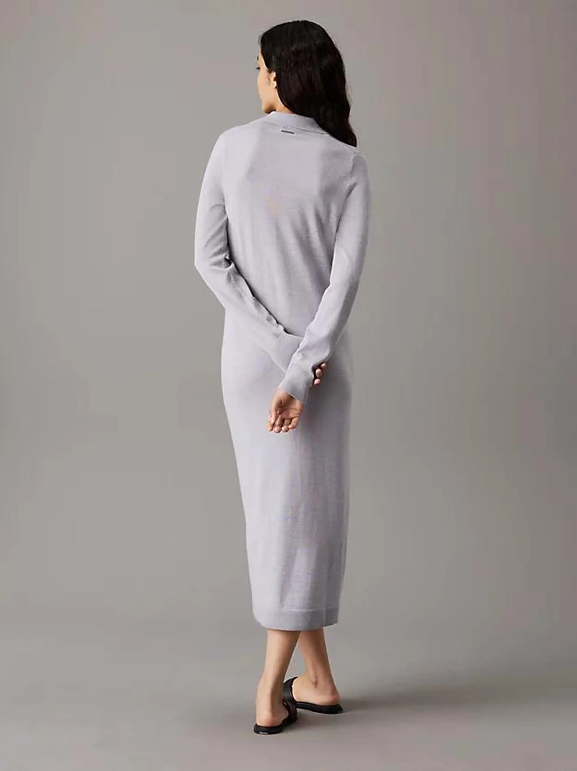 Slim Merino Buttoned Shirt Dress