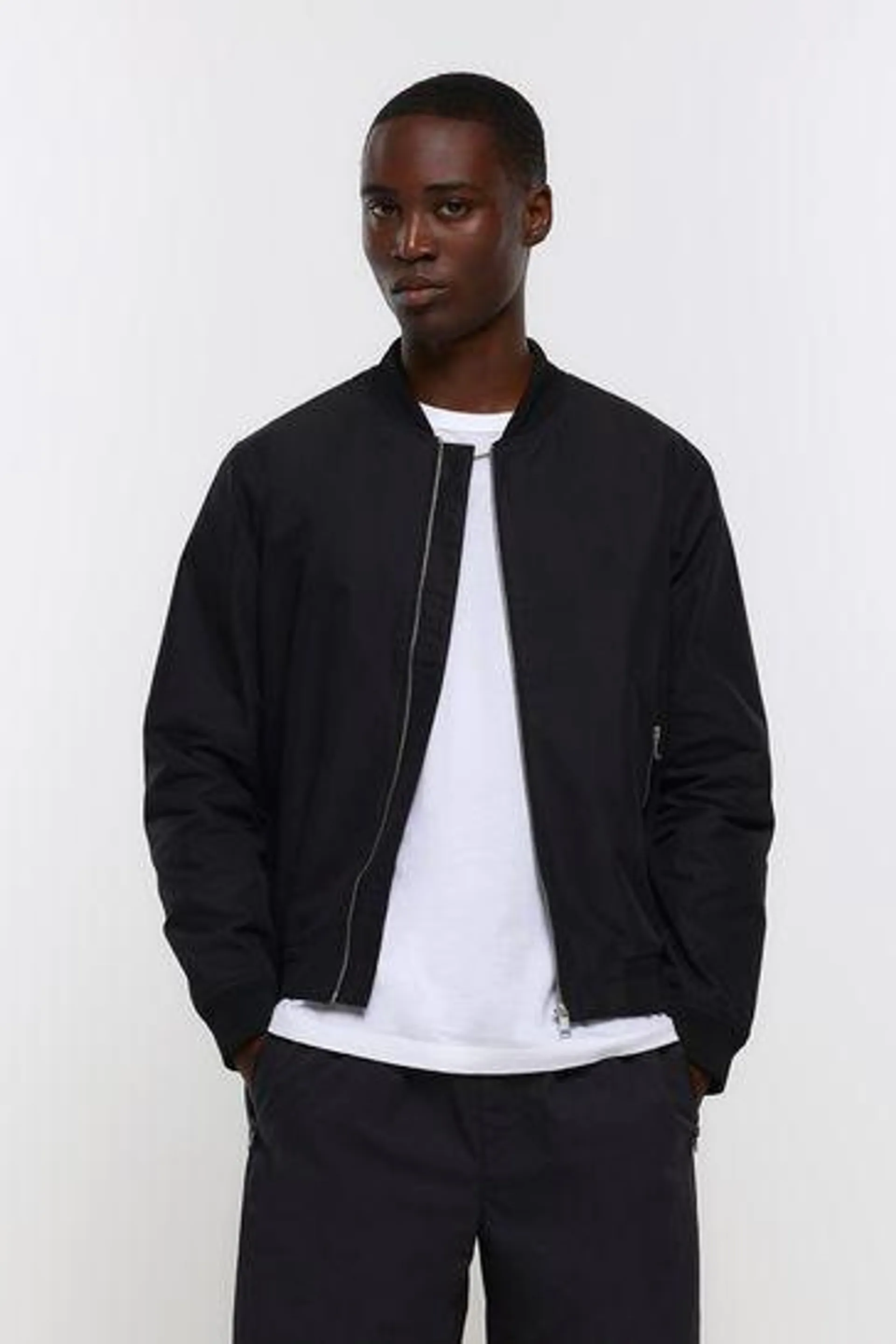 River Island Regular - Fit Zip Up Bomber Jacket