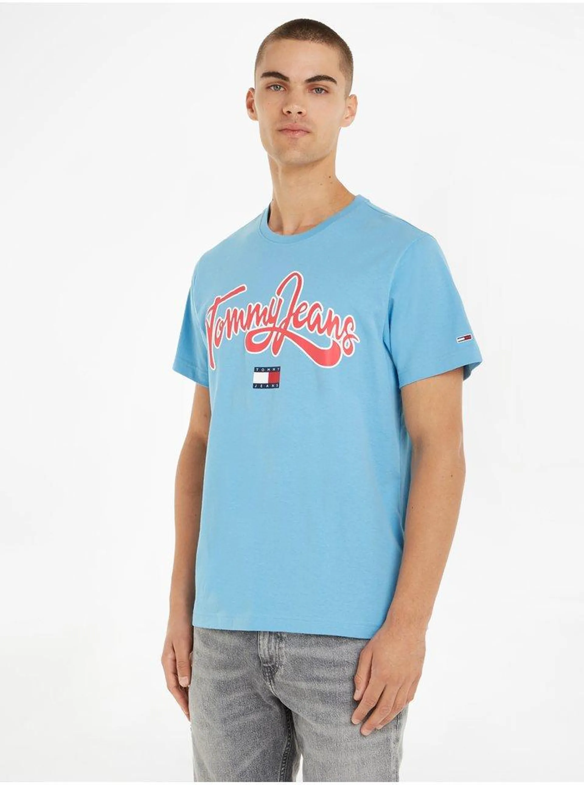 Světle modré pánské tričko Tommy Jeans