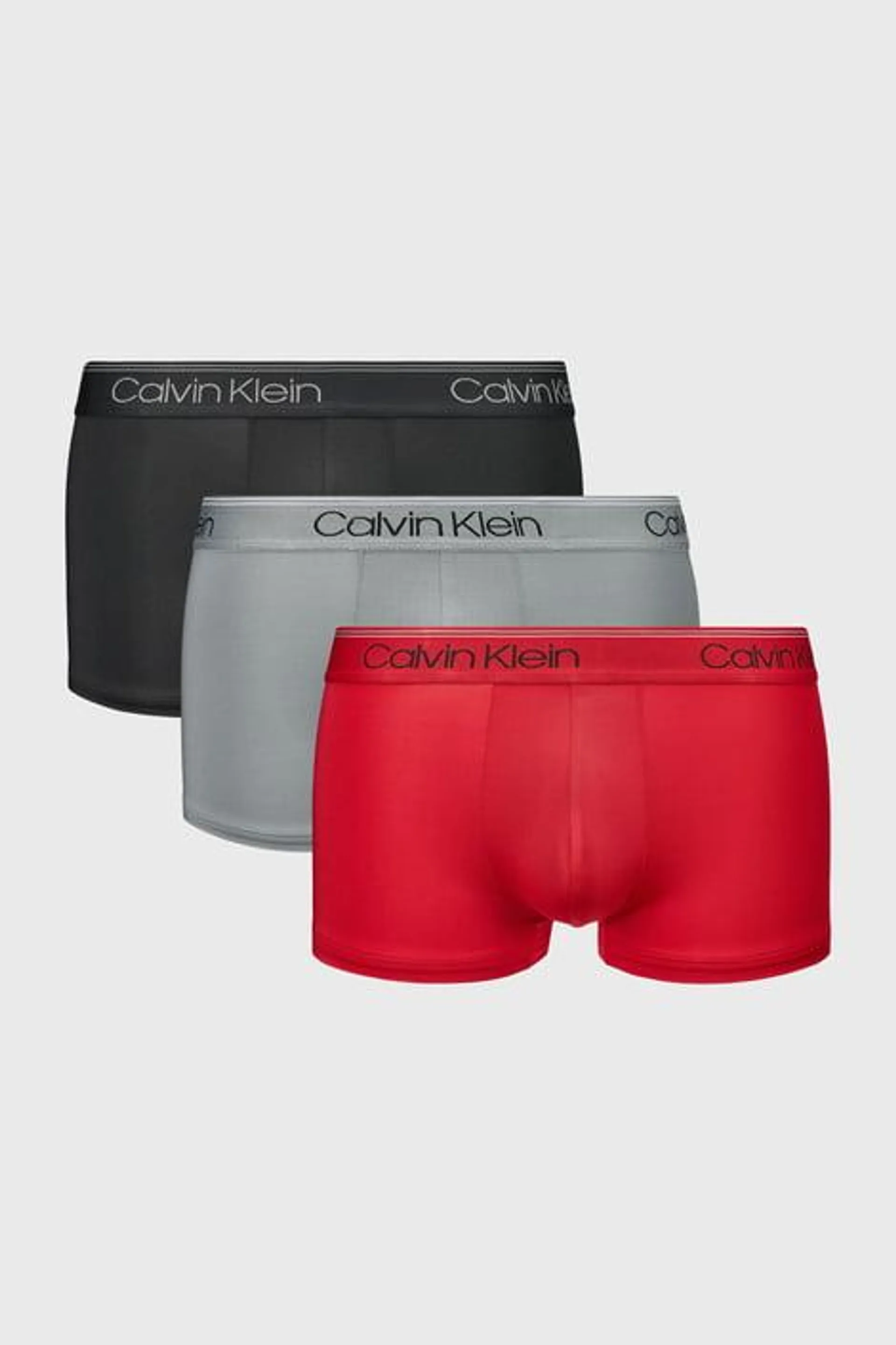 3PACK Boxerky Calvin Klein Microfiber Stretch - černočervená