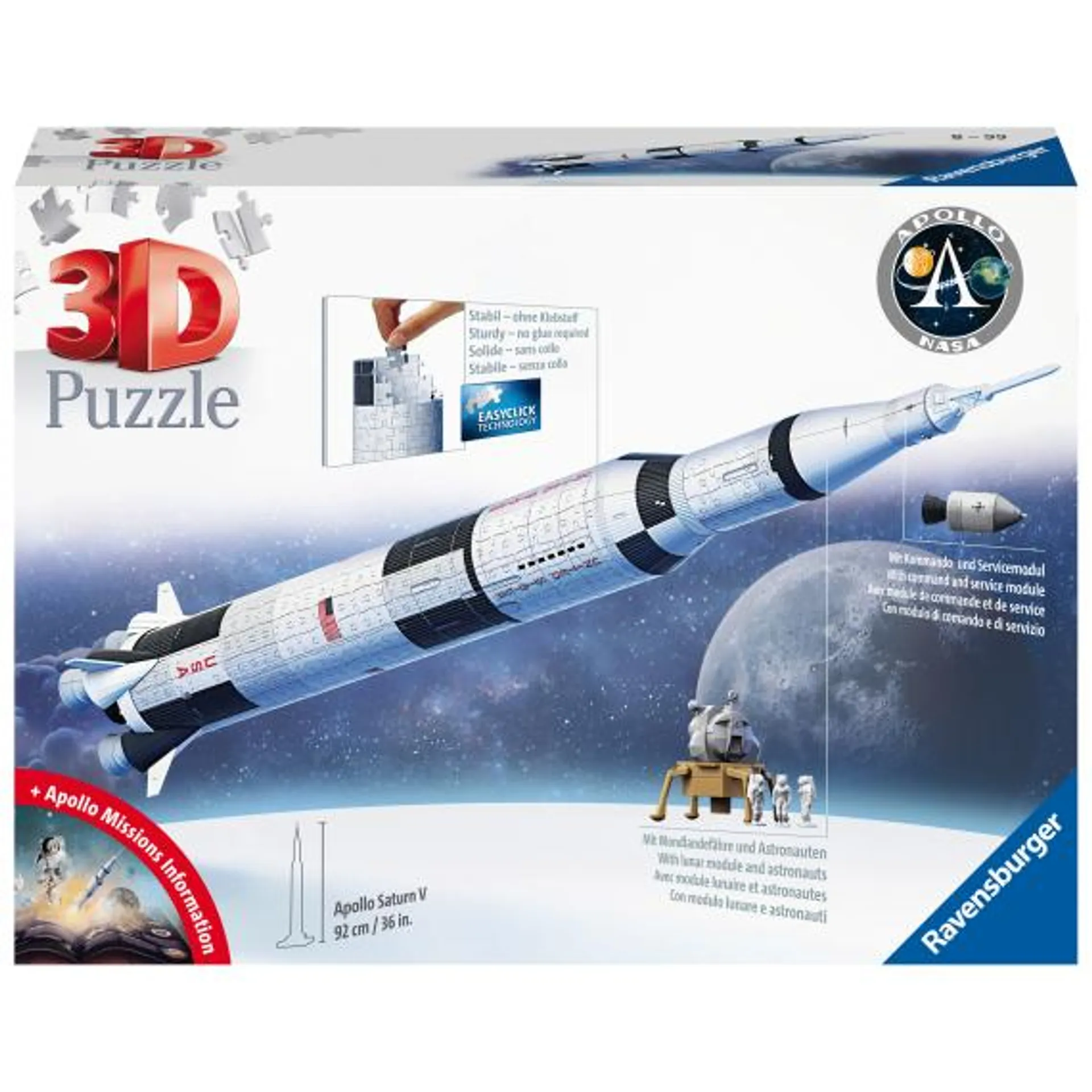 Puzzle 3D Vesmírná raketa Saturn V 432 dílků