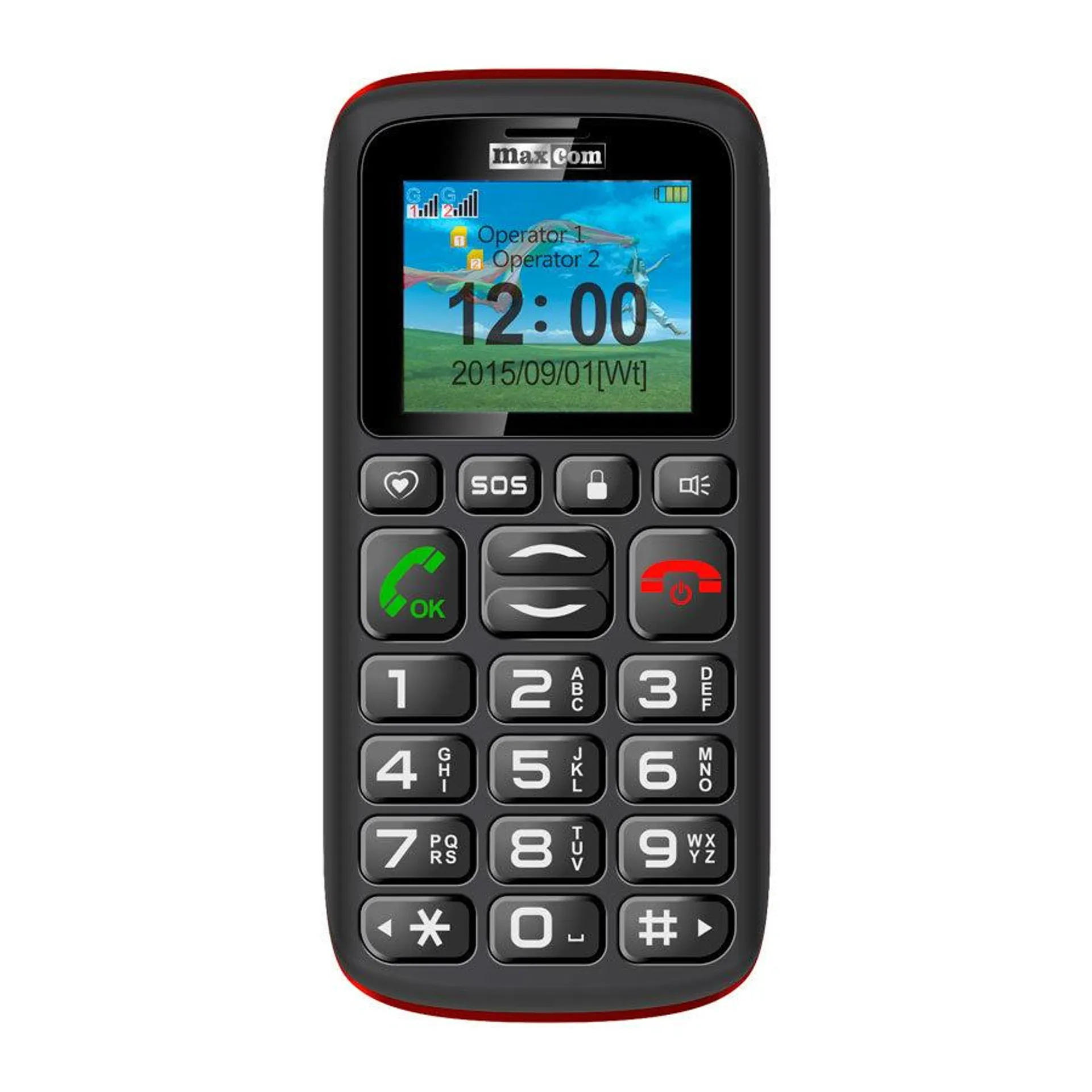 Maxcom MM428 Dual SIM, černá/červená