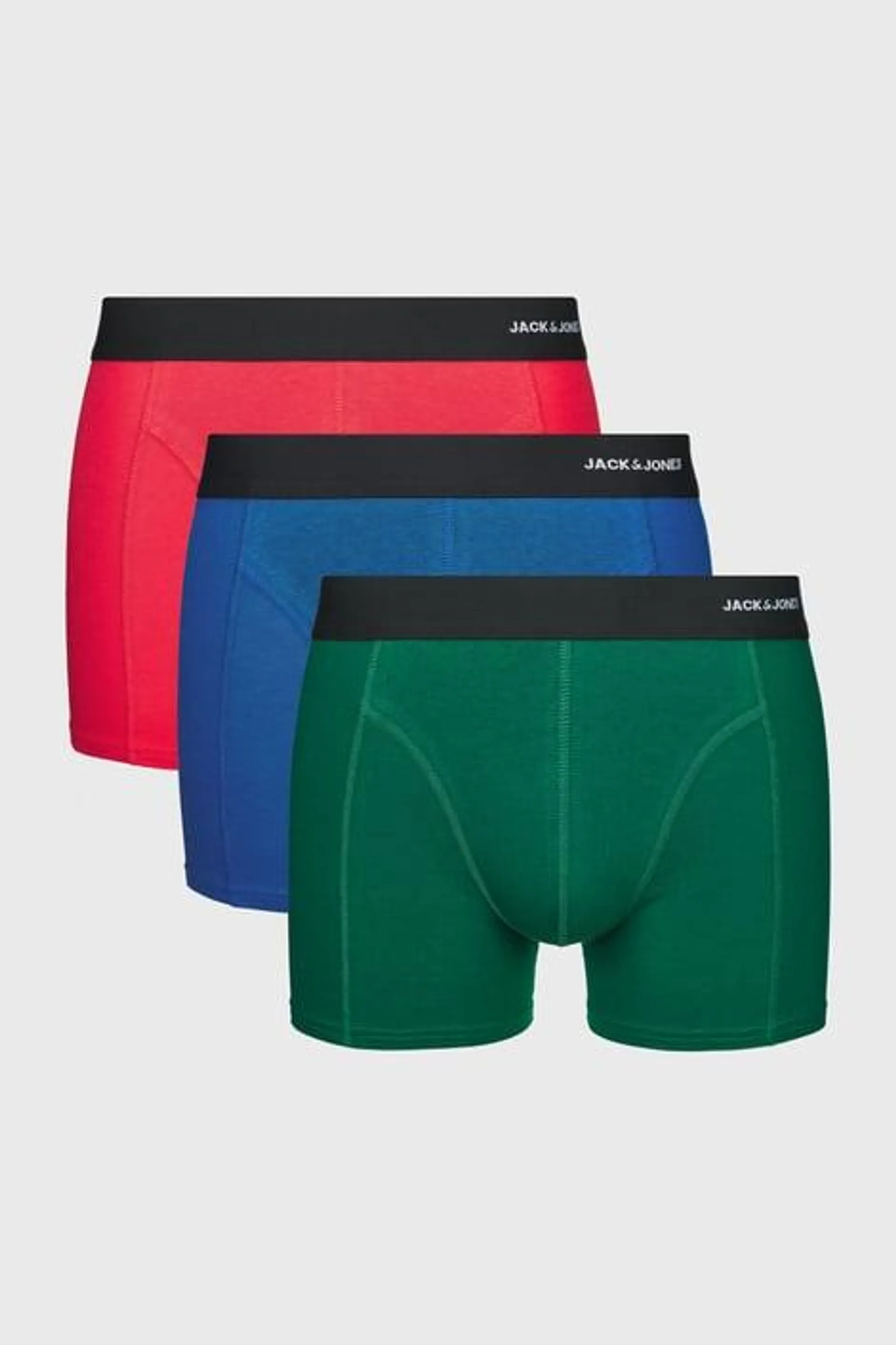 3PACK Bambusové boxerky JACK AND JONES Lucas - modrozelená