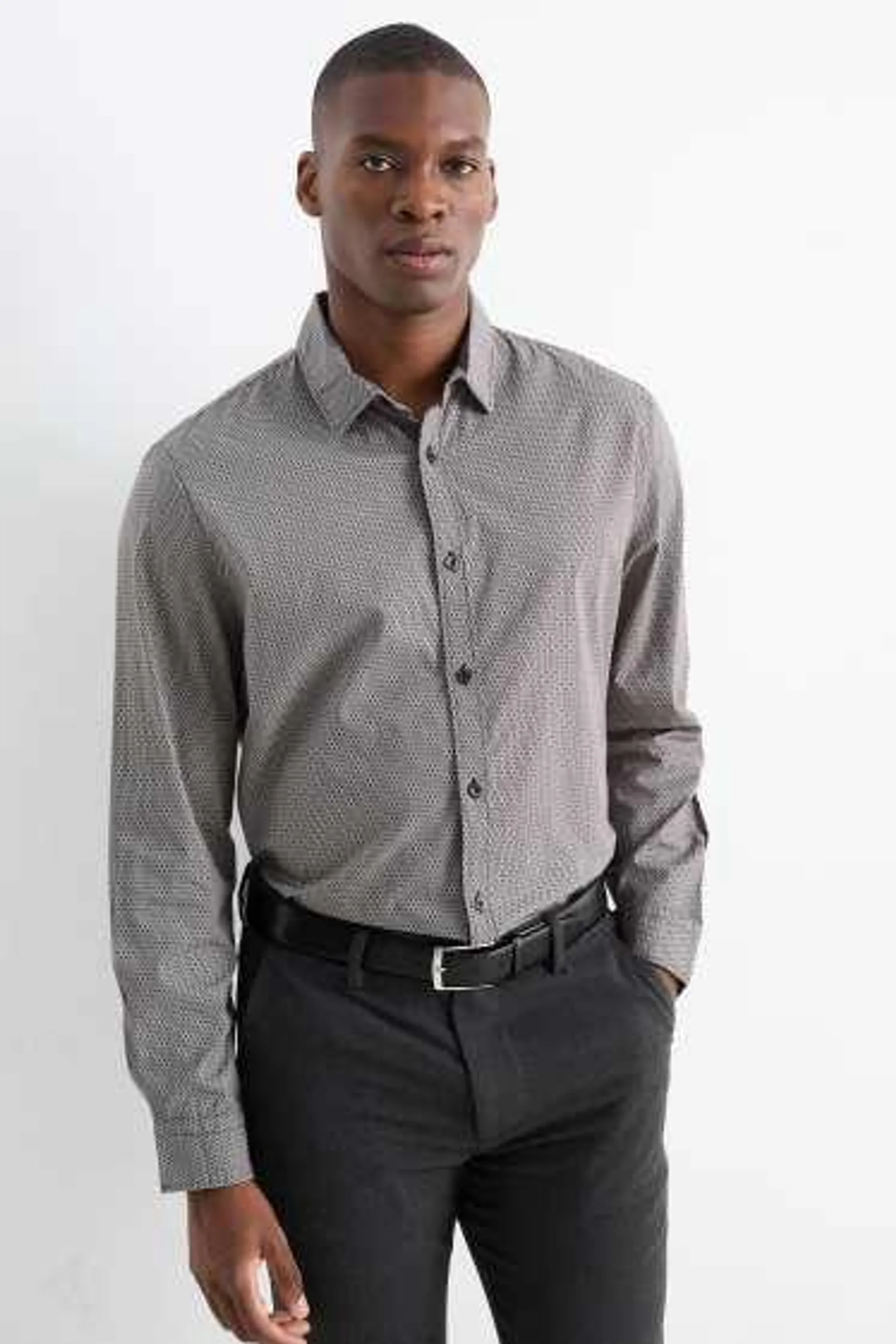 Shirt - regular fit - kent collar - minimal print