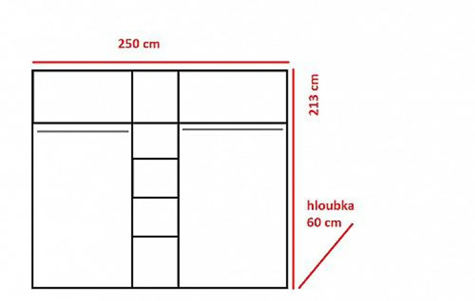 Skříň AZURO 250 5D bílá/sonoma