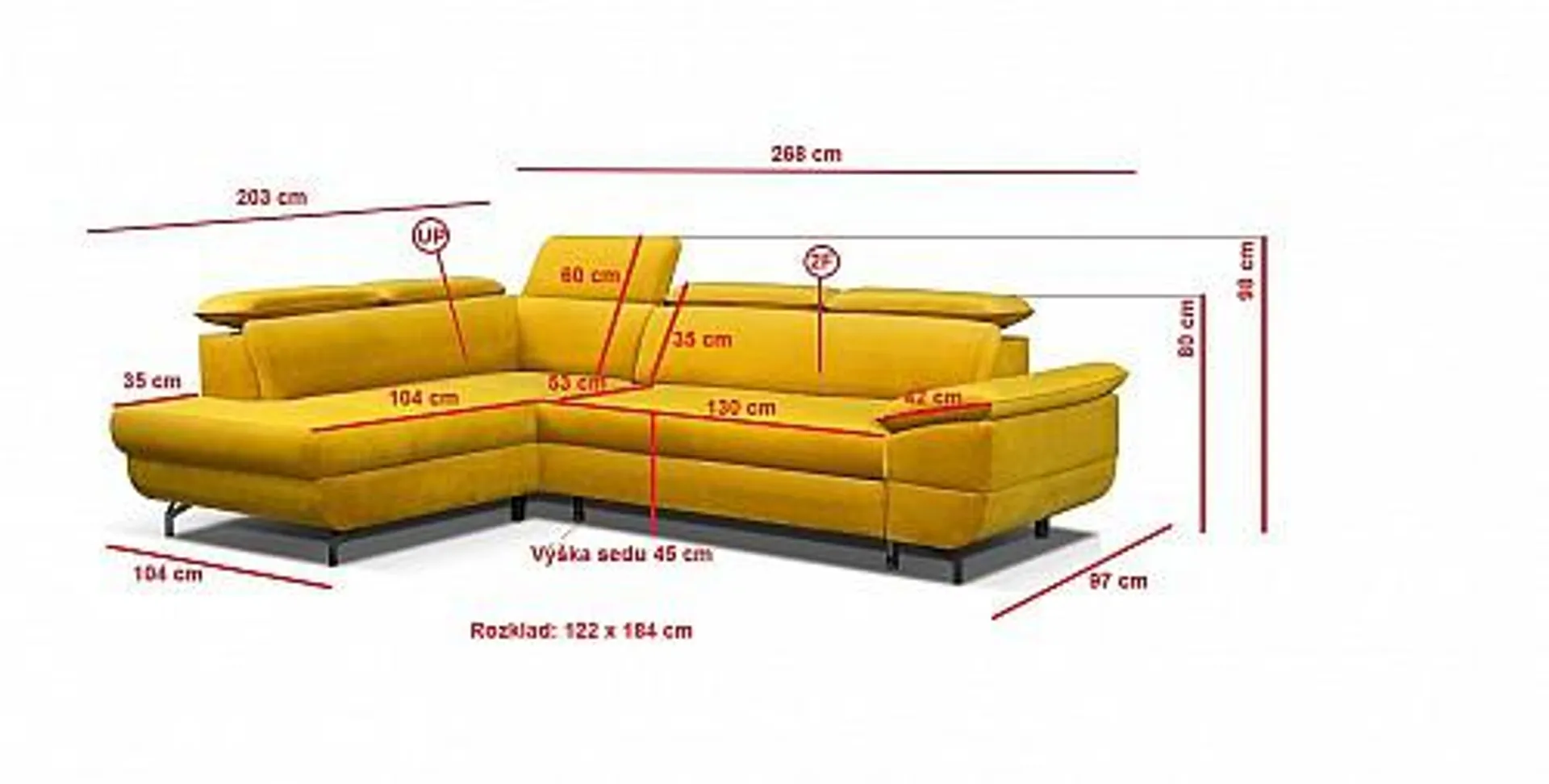 Sedací souprava LILI UP-2F ve tvaru "L"