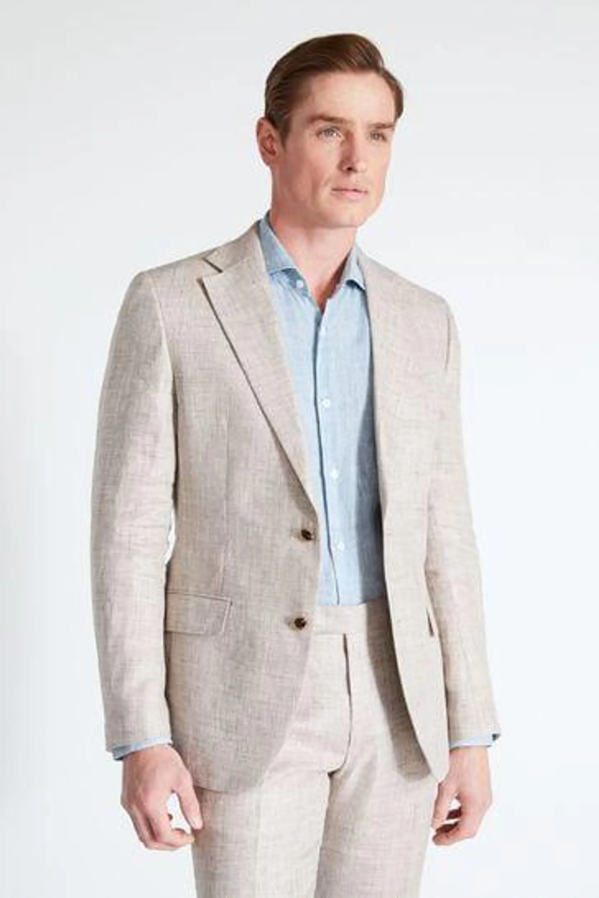 MOSS Tailored Fit Oatmeal Linen Suit: Jacket