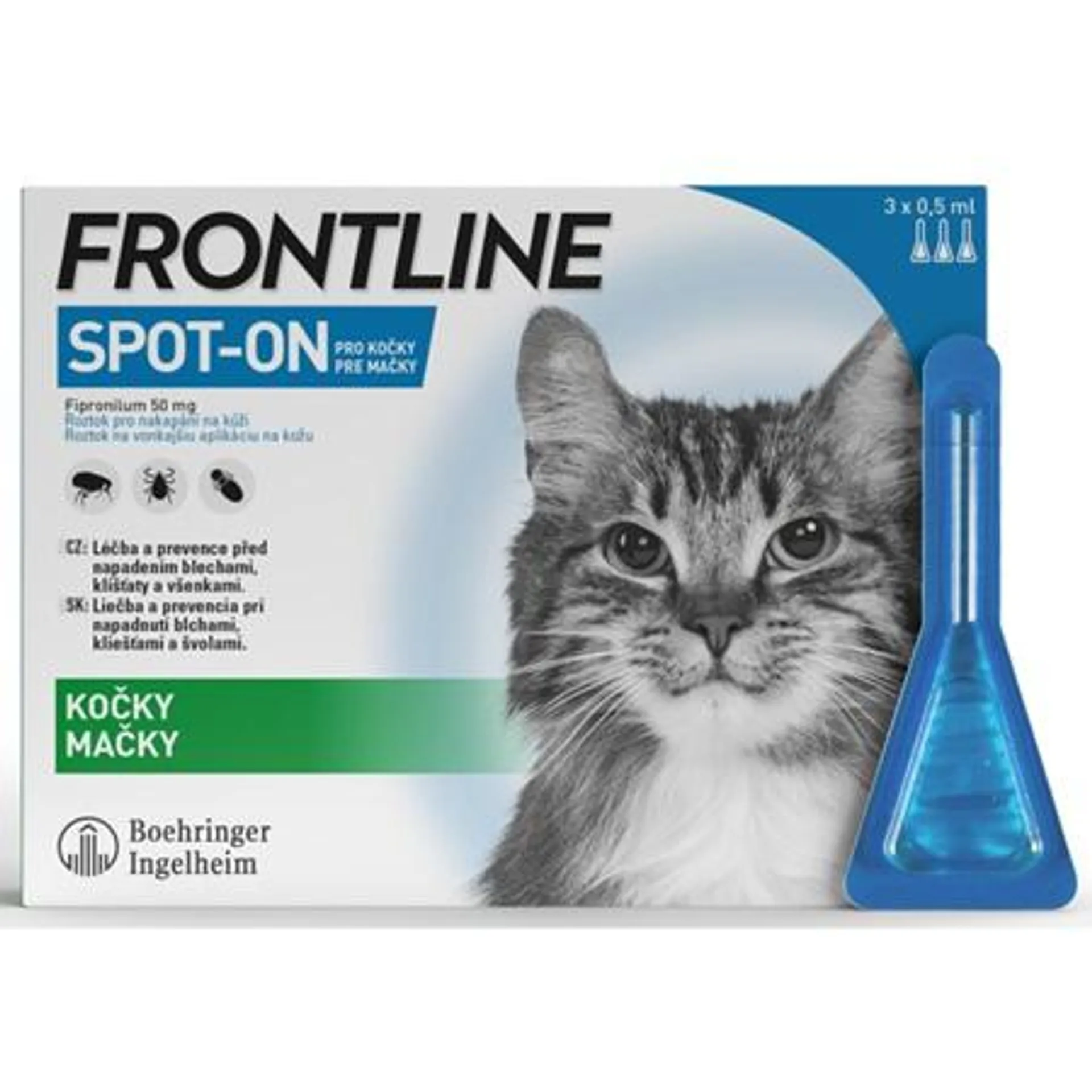 Frontline spot-on pro kočky a.u.v. sol 3 x 0,5 ml