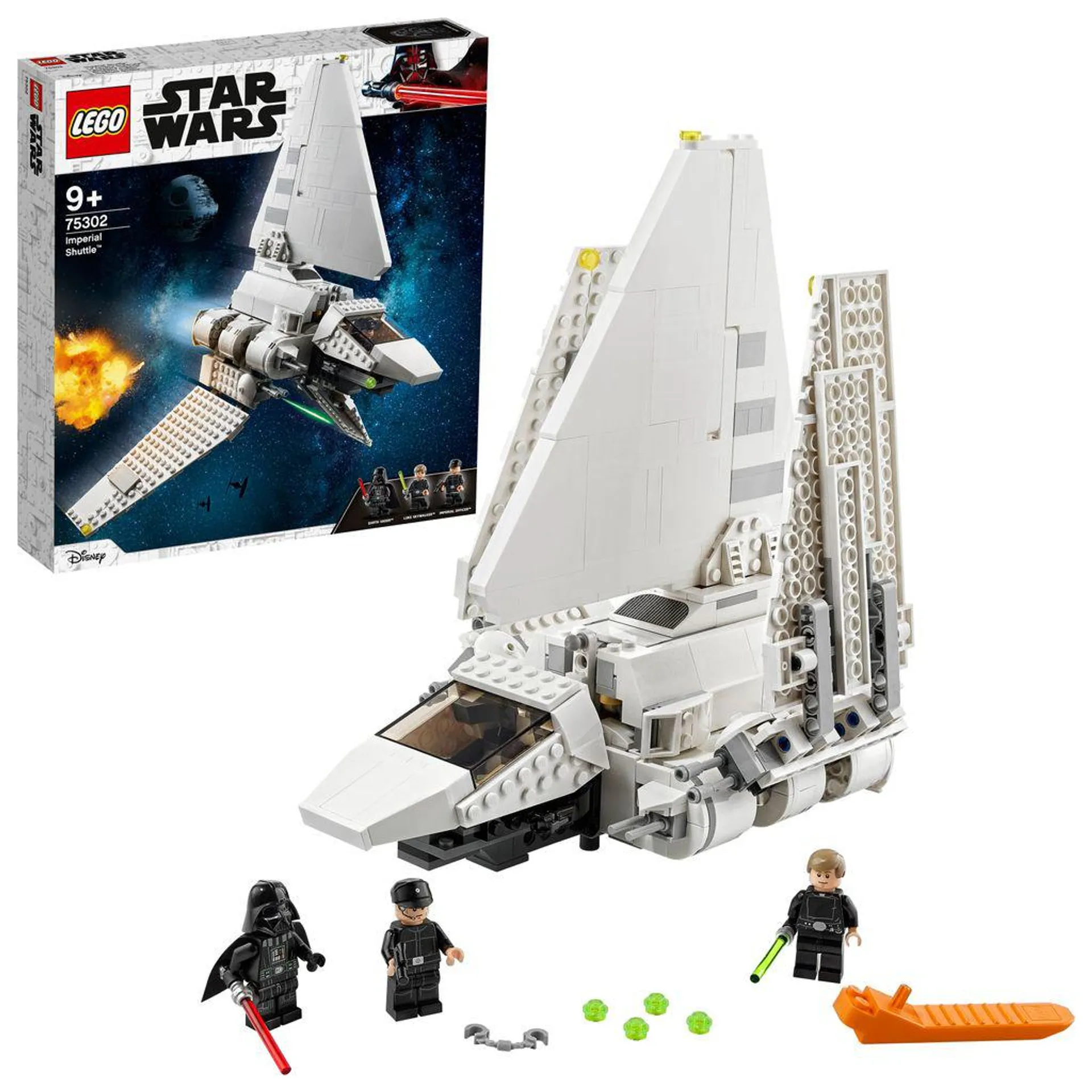 Stavebnice LEGO 75302 Star Wars Imperiální raketoplán s minifigurkami Luka Skywalkera se světelným mečem a Darth Vadera