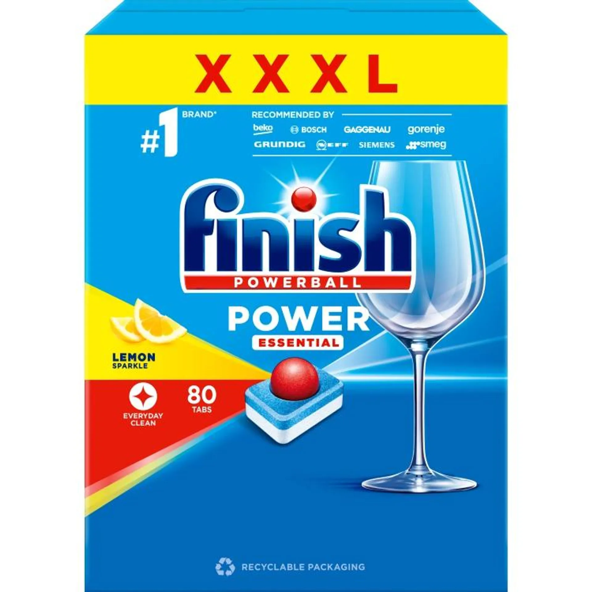 Finish tablety do myčky All in 1 Power Essentials Lemon, 80 ks