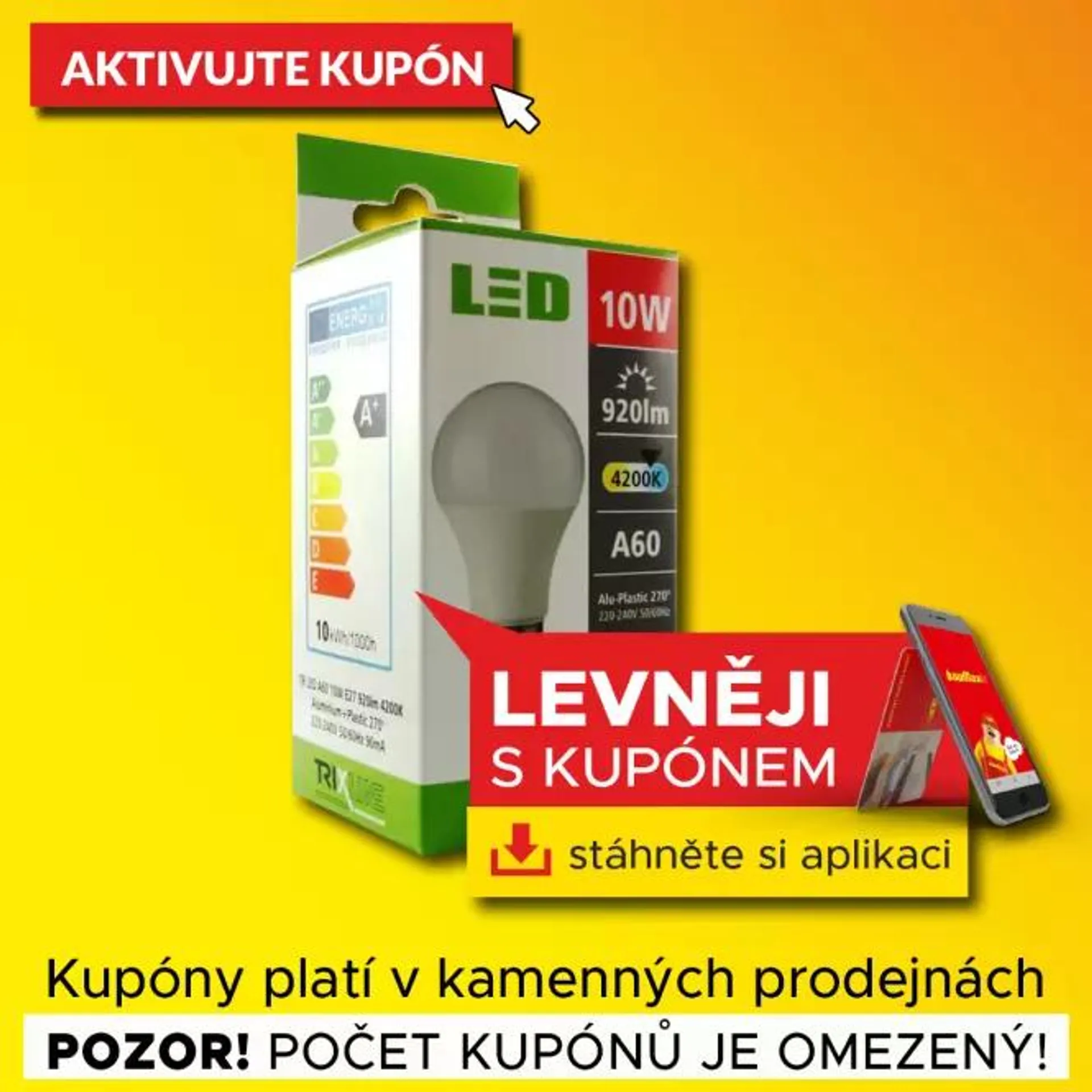 LED žárovka 10 W E27 4200K