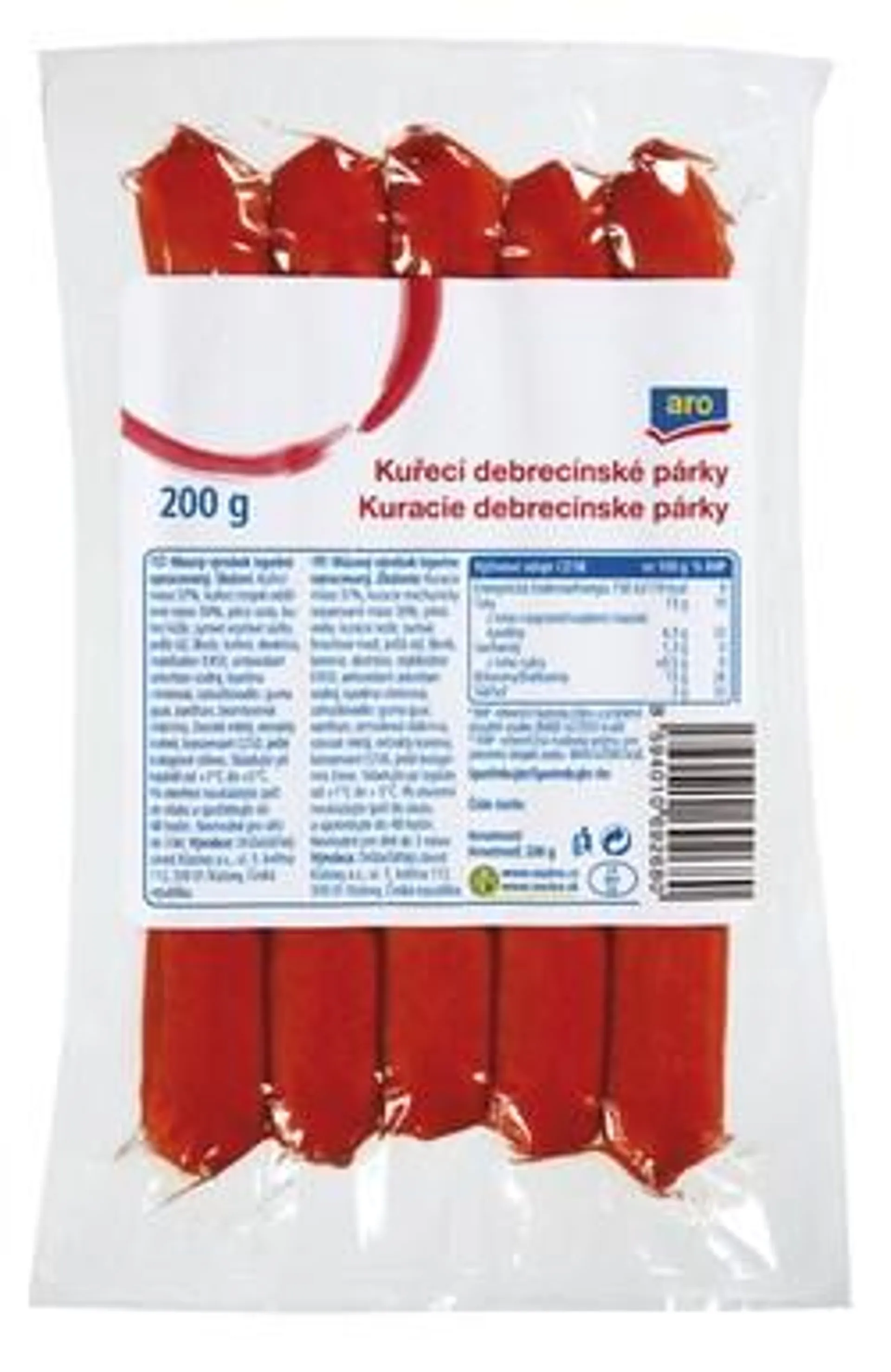 aro Debrecínské kuřecí párky chlaz. 200 g