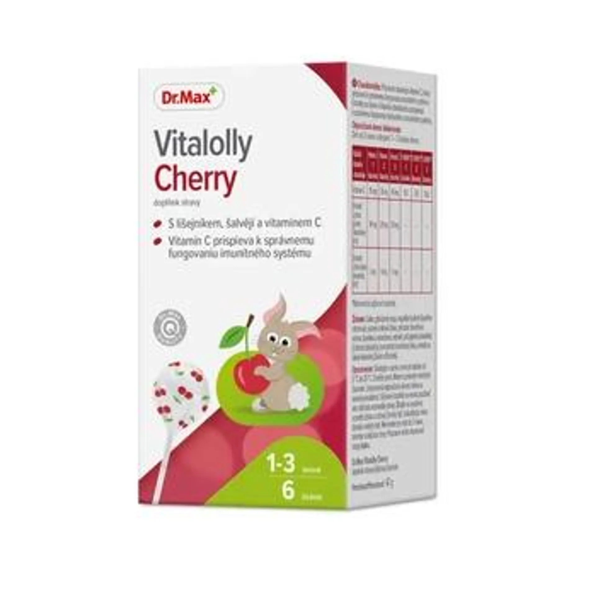 Dr. Max Vitalolly Cherry s lišejníkem, šalvějí a vitaminem C 6 lízátek