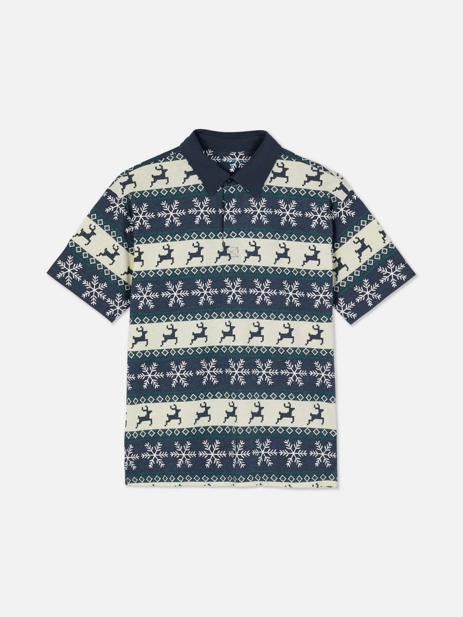 Poloshirt met Fairisle-patroon en kerstthema