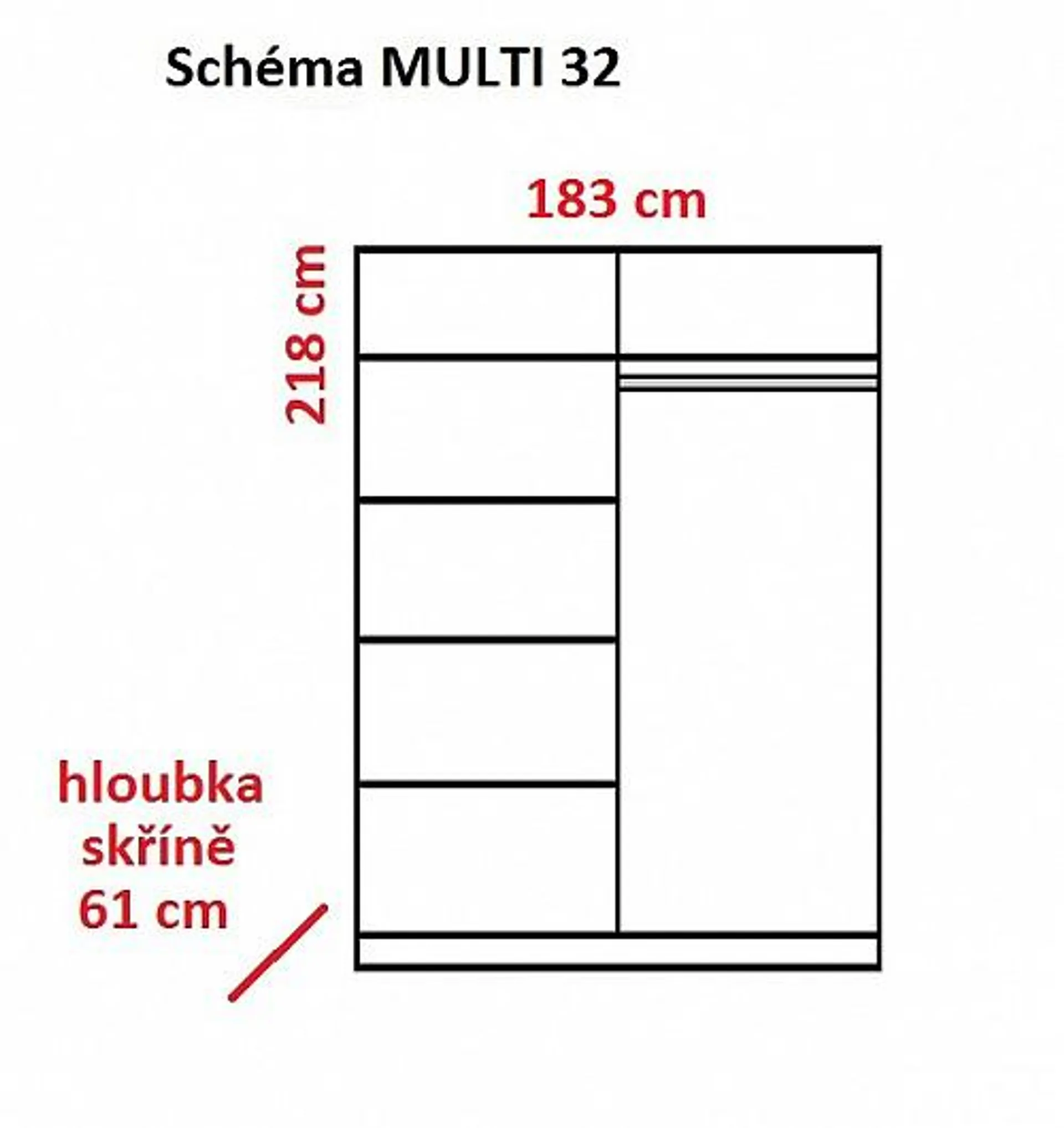 Šatní skříň MULTI 32 183 cm (M) kathul / bílé pásky