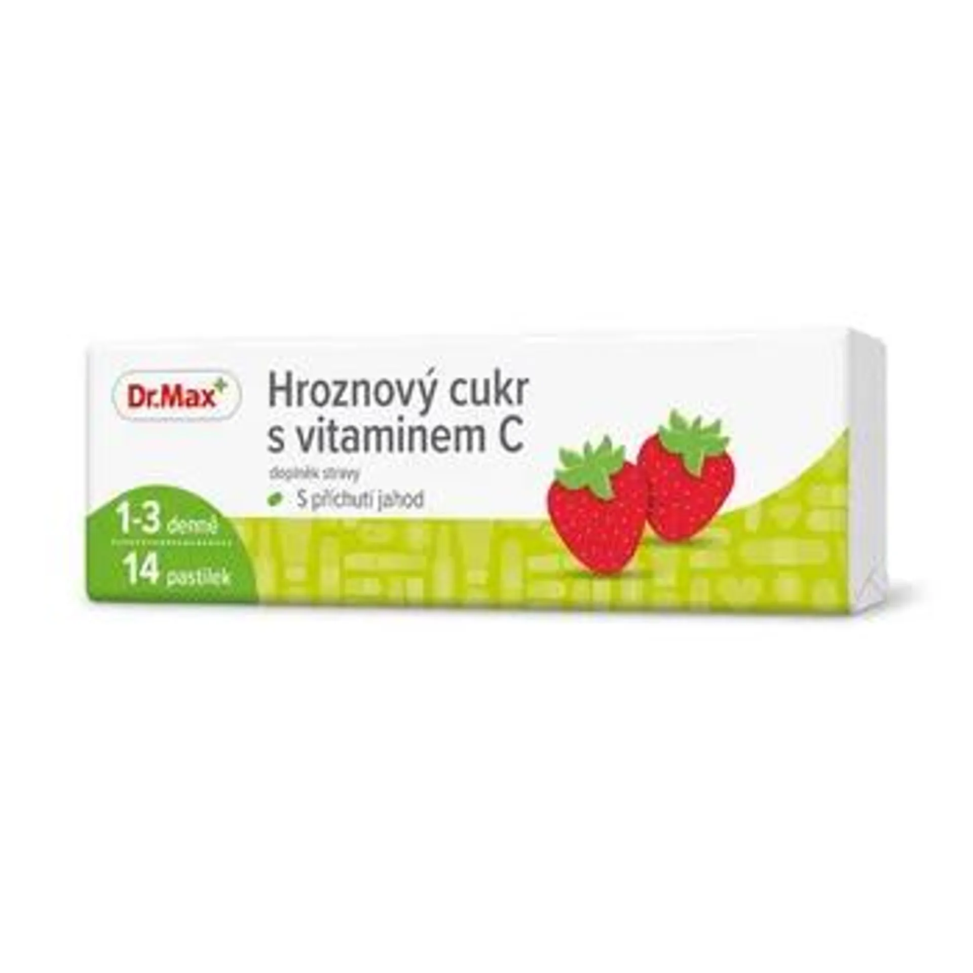 Dr. Max Hroznový cukr s vitaminem C jahoda 14 pastilek