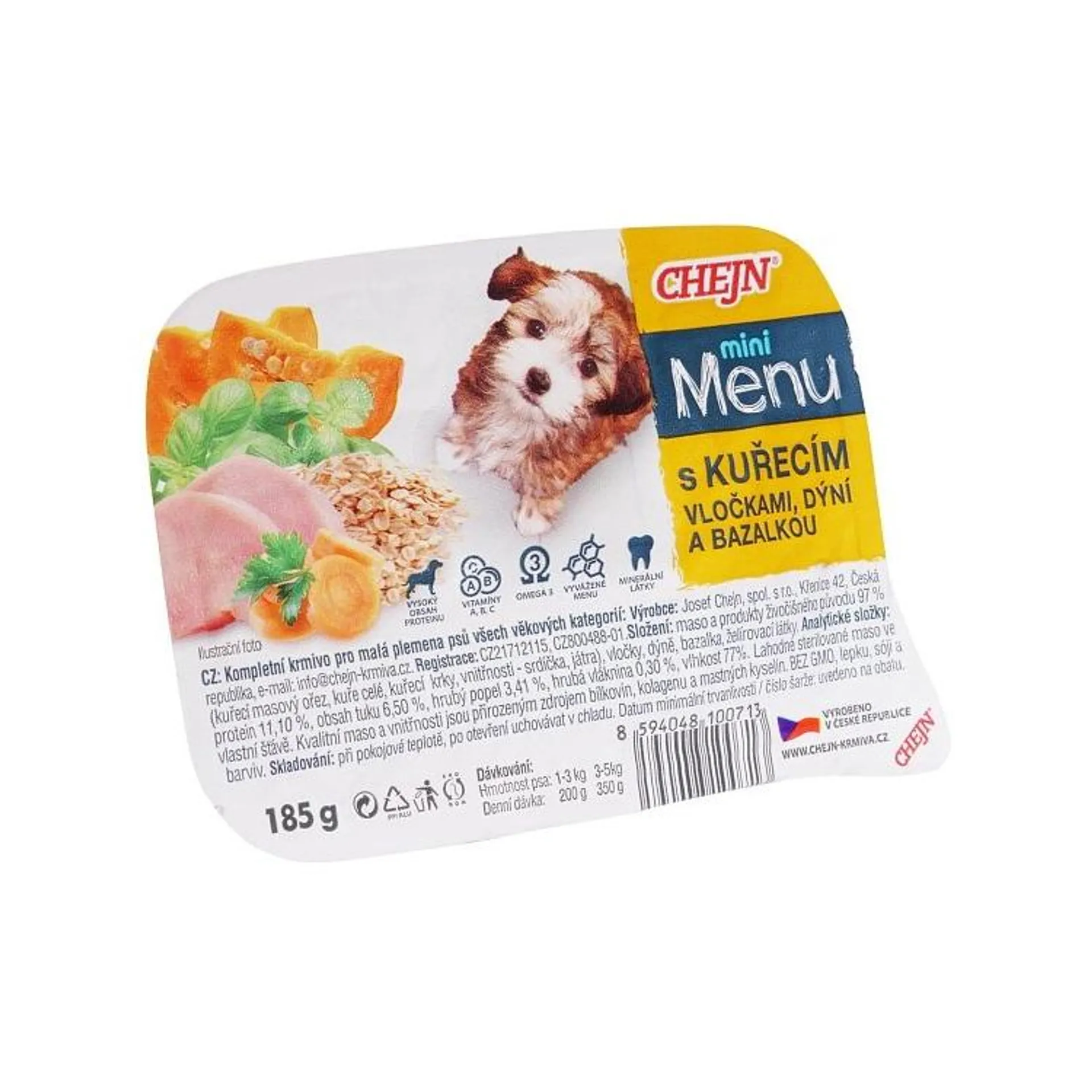 Chejn mini MENU s kuřecím pro malé psy, 185 g