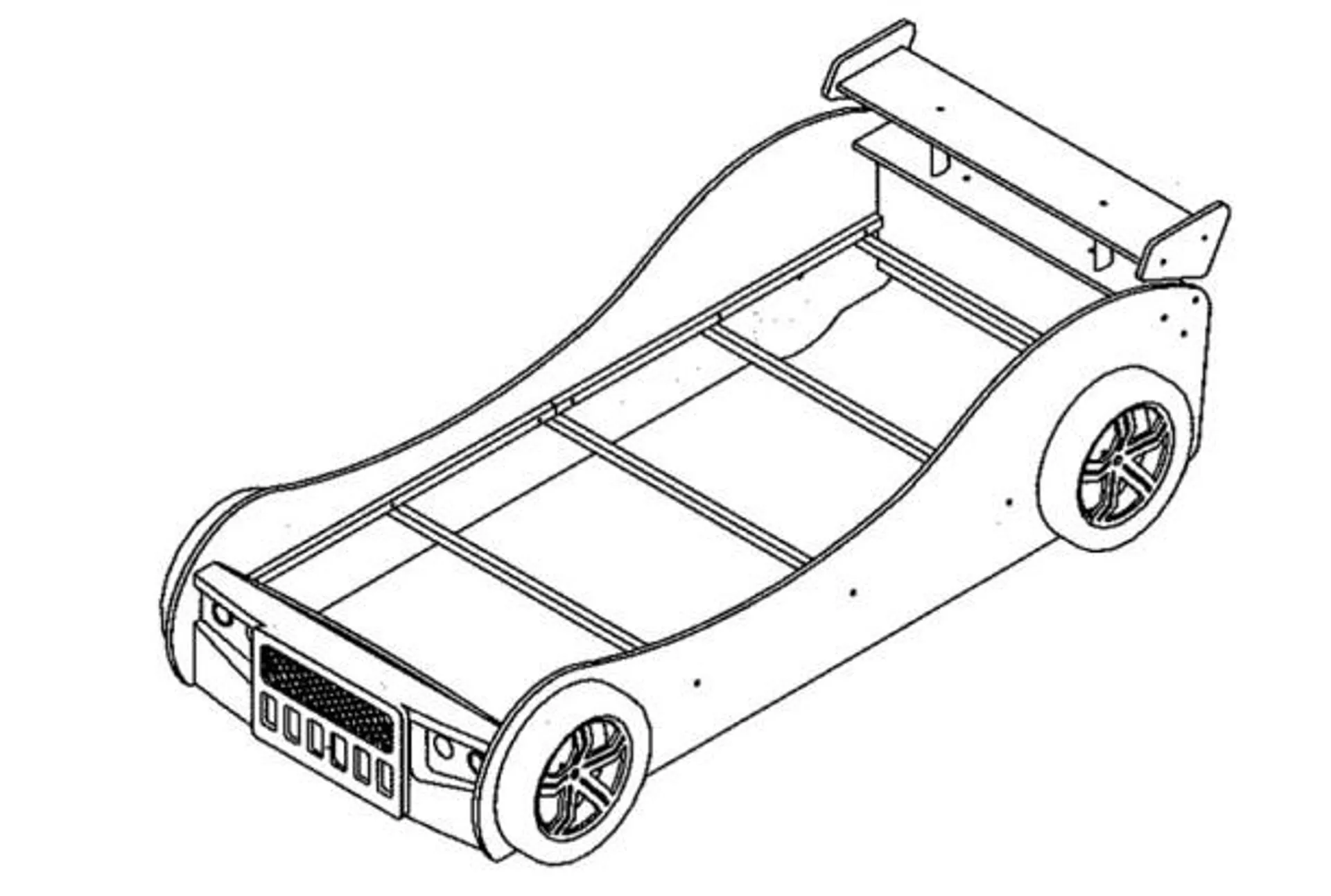 Dětská závodní postel Energy 90x200 cm, černé auto s osvětlením