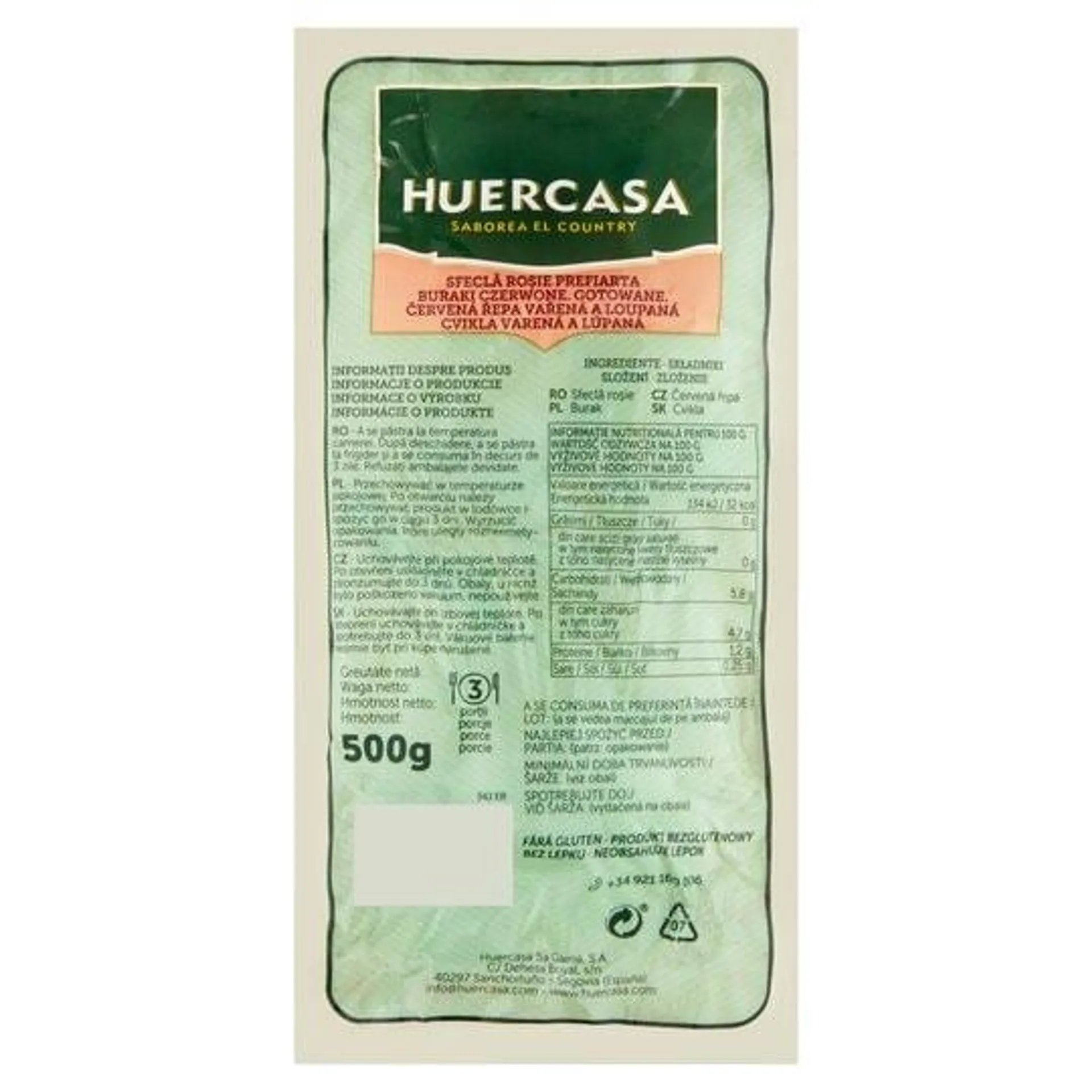 Huercasa Červená řepa vařená a loupaná 500g