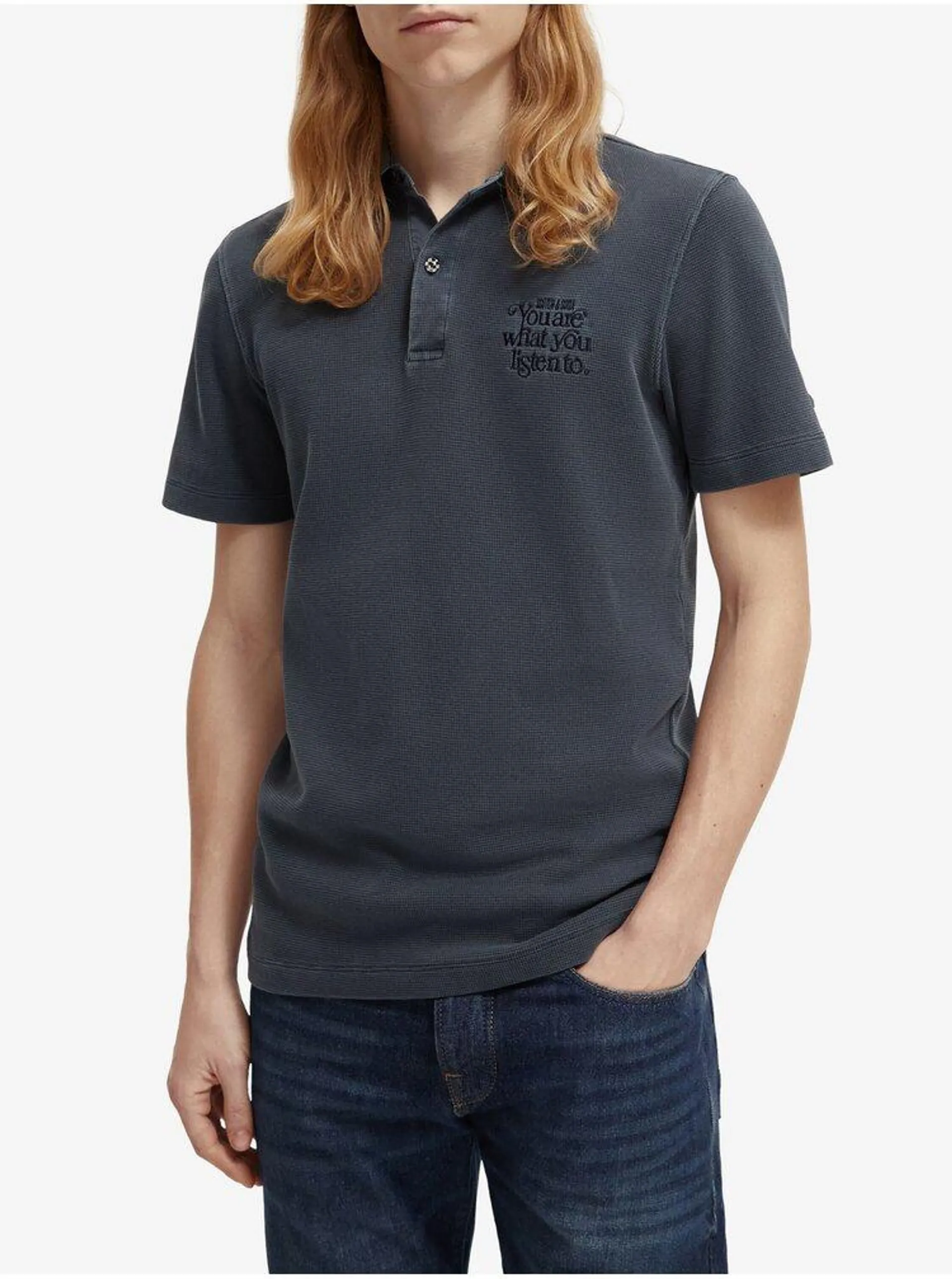 Tmavě modré pánské polo tričko Scotch & Soda Garment Dye