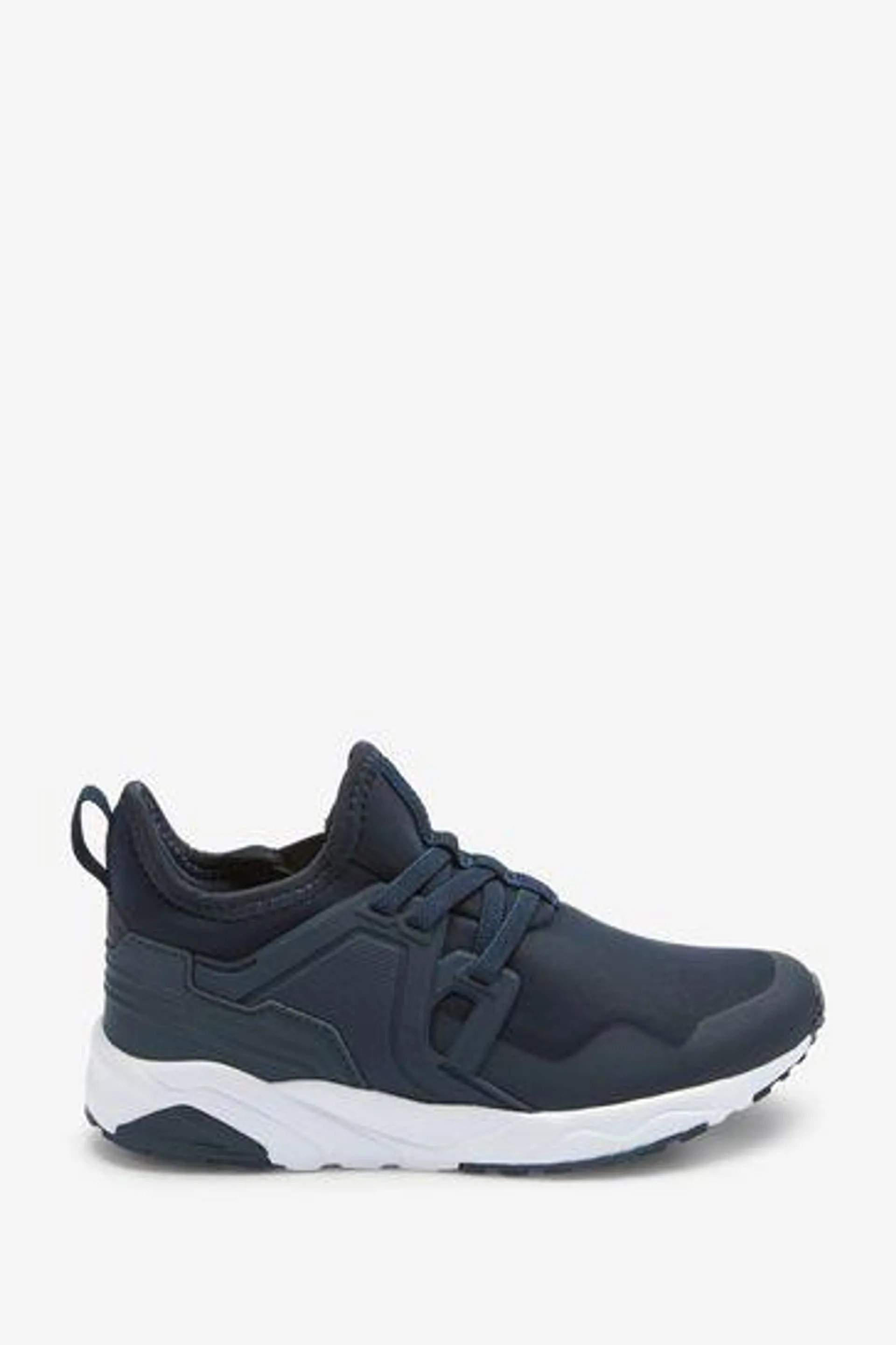 Navy Blue Mesh Elastic Lace Trainers