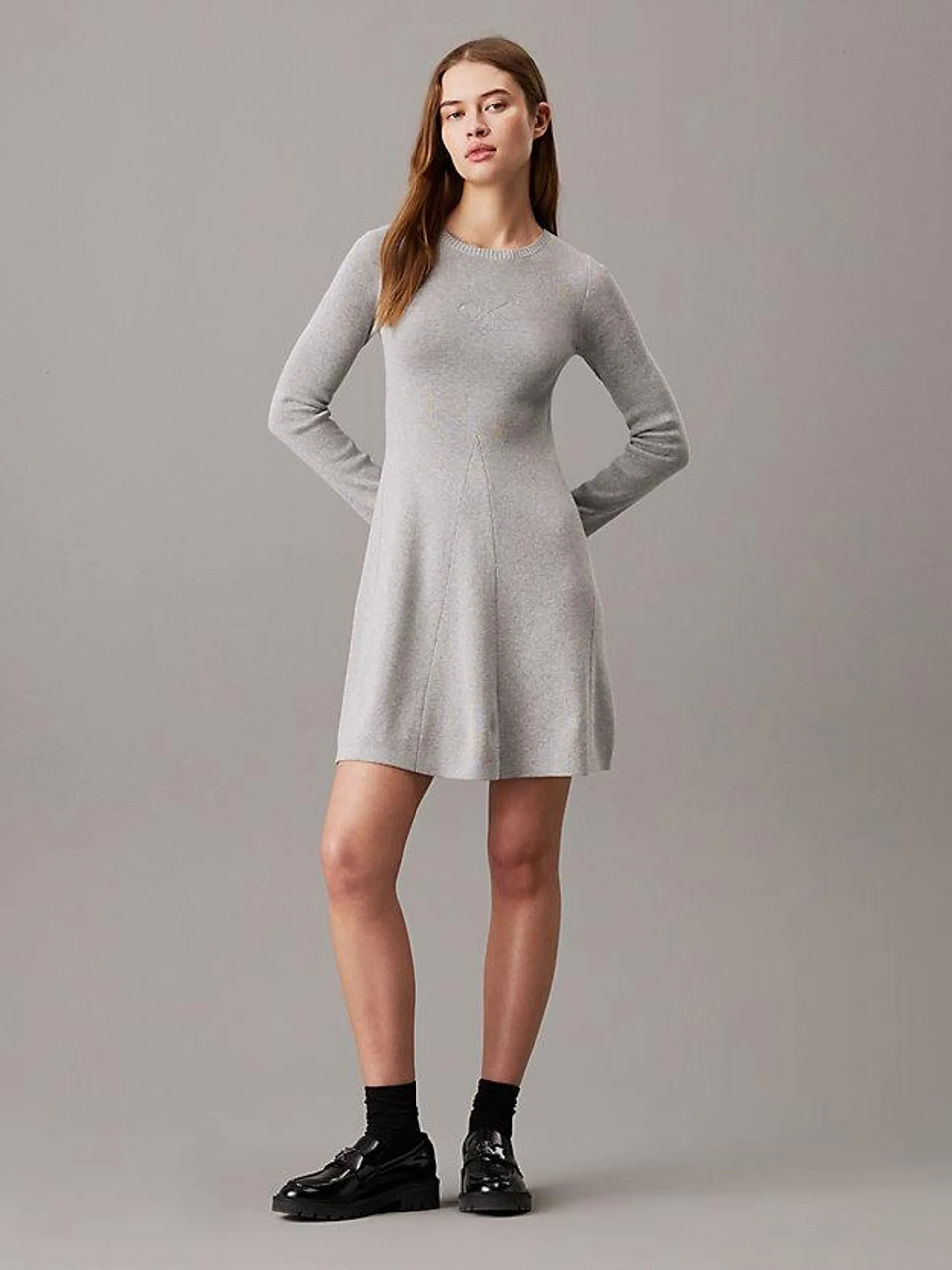 Ribbed Cotton Flared Jumper Dress