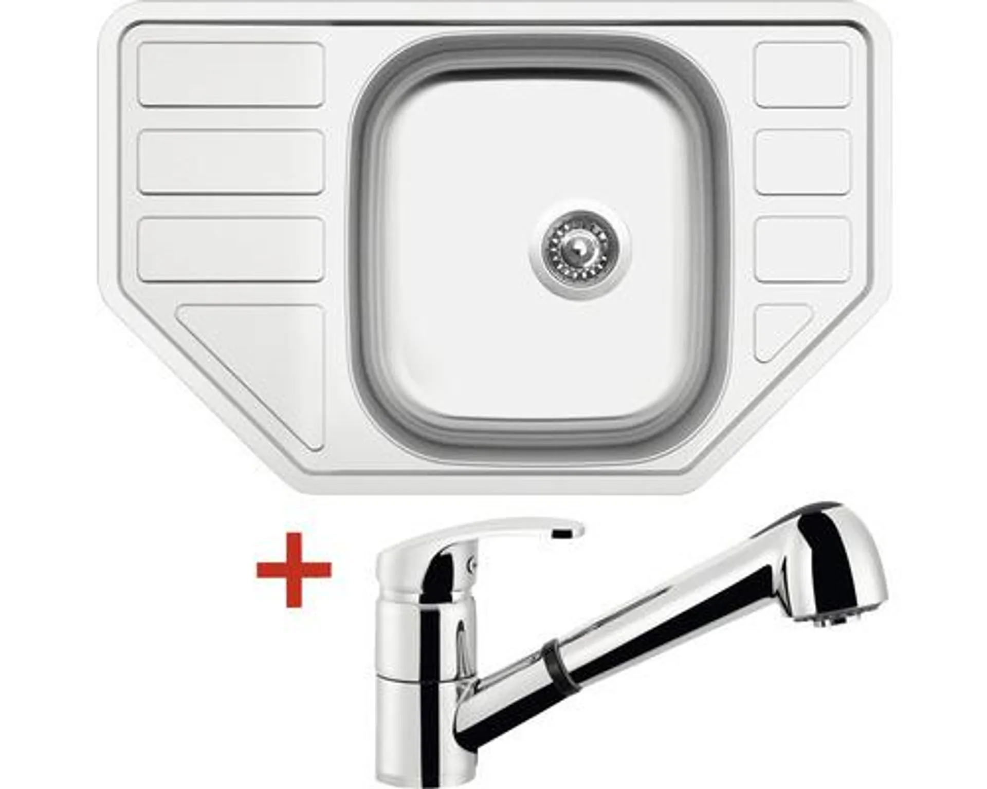 Nerezový dřez s baterií Sinks CORNO 770 V+LEGENDA S 480 x 770 mm CO770VLESCL