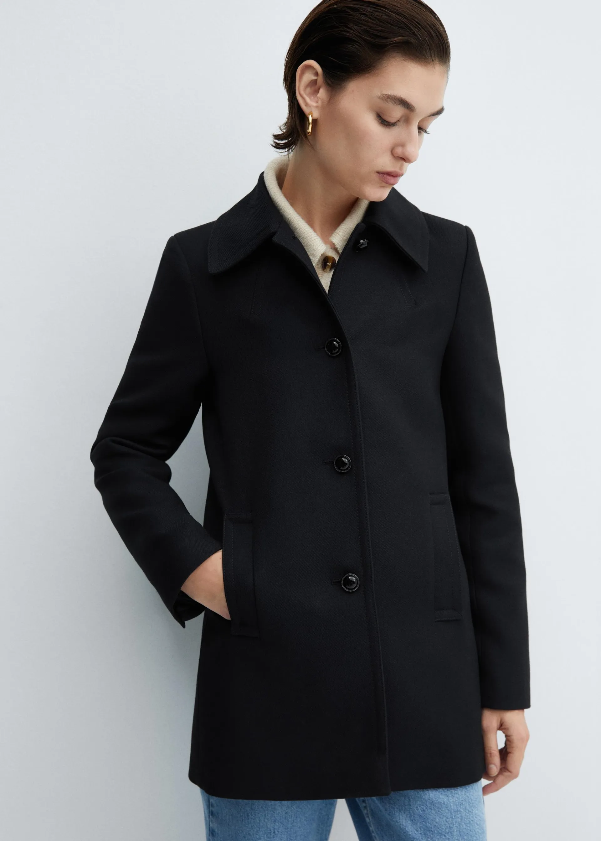 Shirt collar button coat