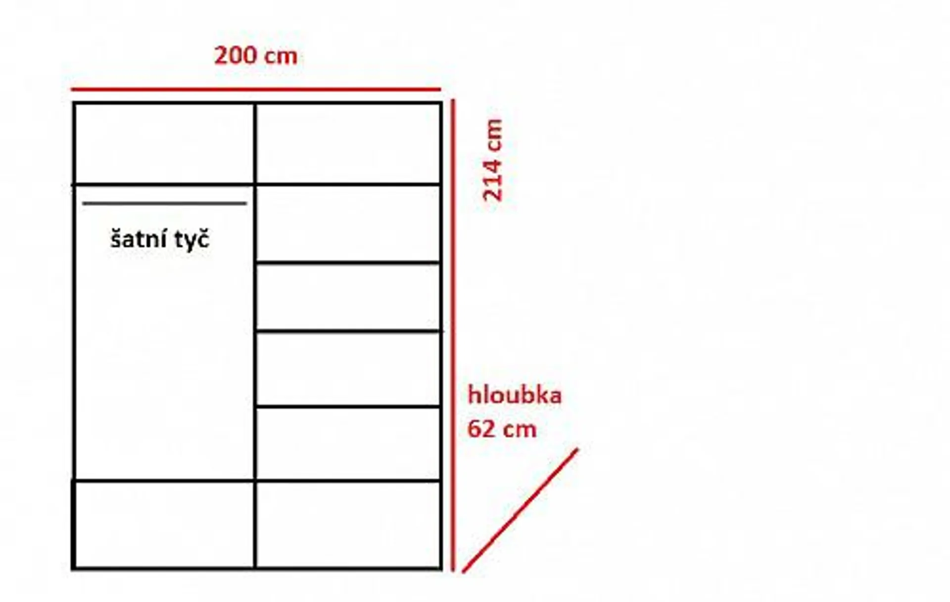 Skříň ARA 200 dub s/bílá lesk