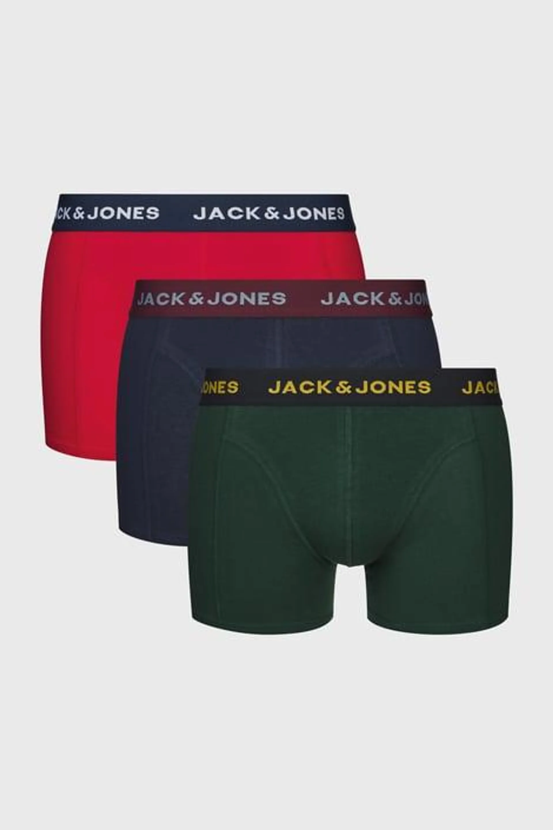 3PACK Boxerky JACK AND JONES James - modrozelená