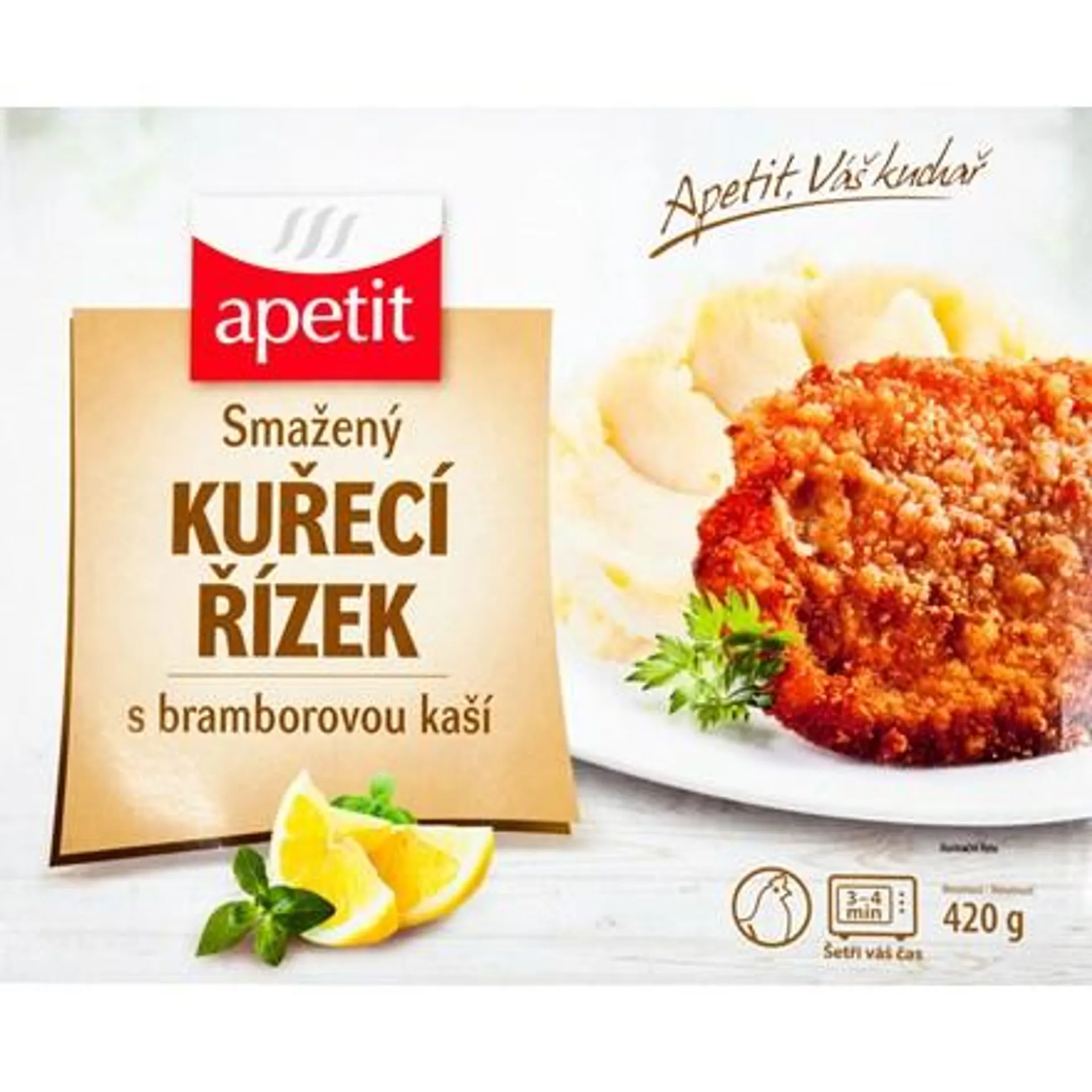 apetit Smažený kuřecí řízek s bramborovou kaší 450 g