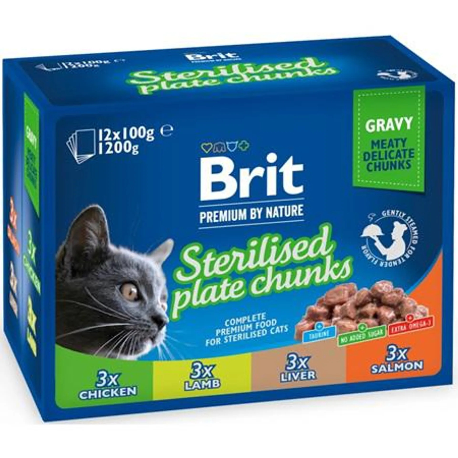 Brit premium Cat kaps. Sterile Plate 12x100 g