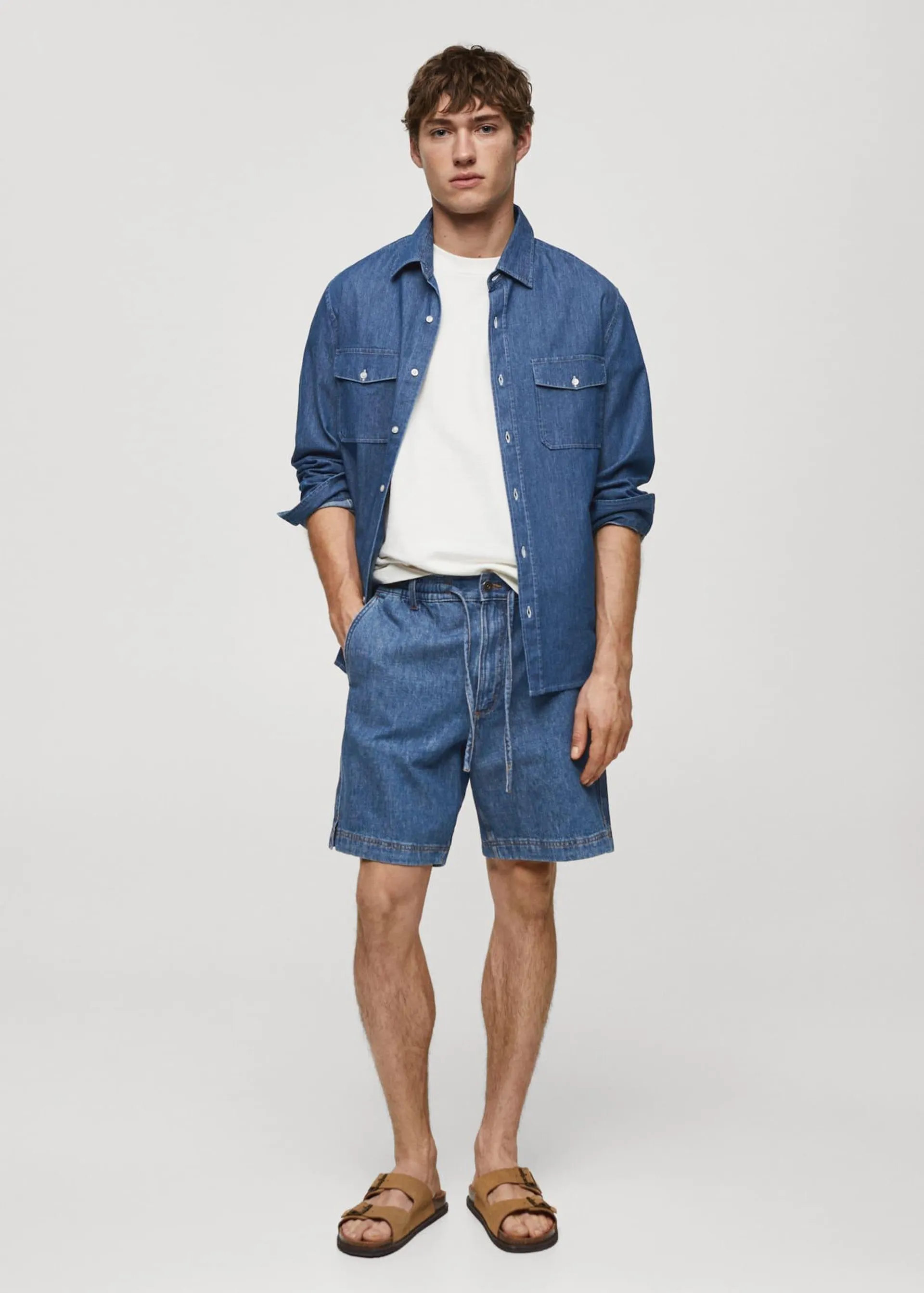 Denim bermuda met koord