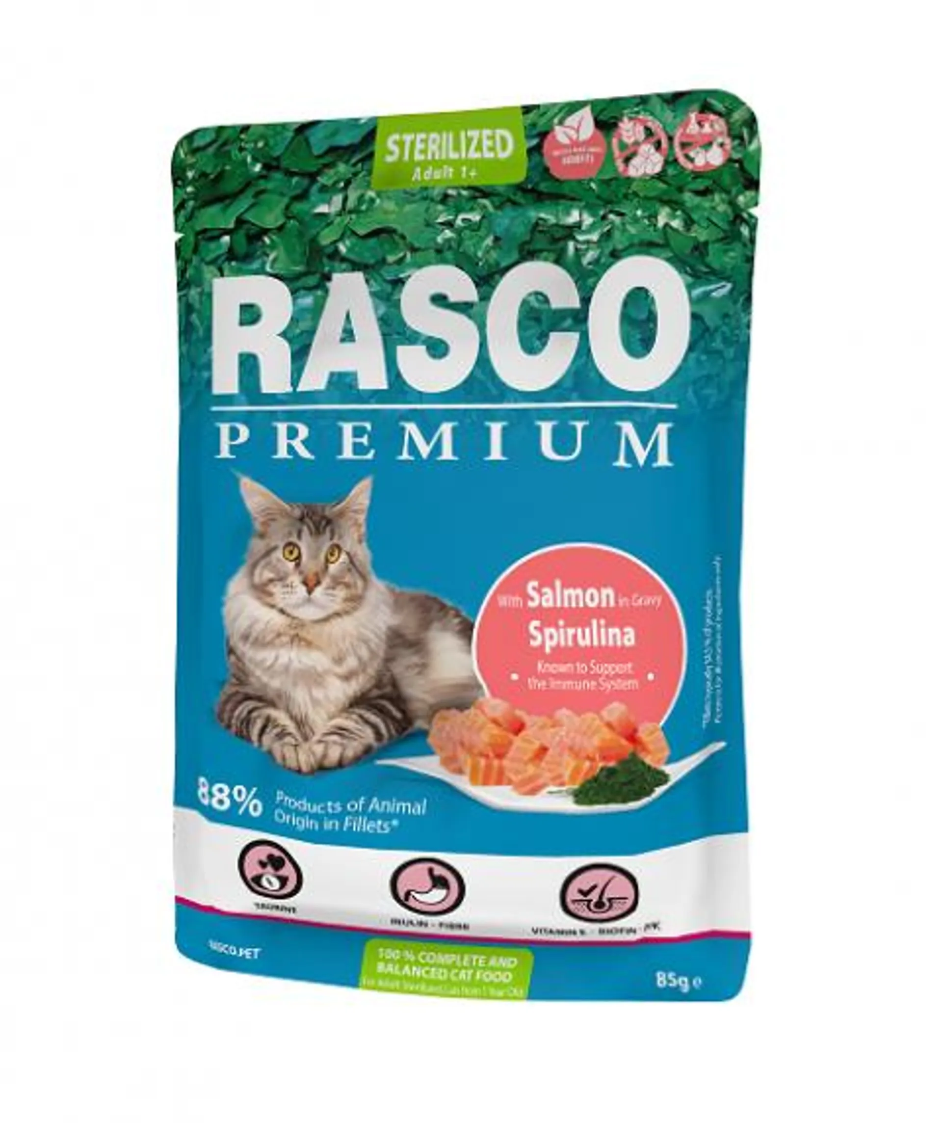 Kapsička Rasco Premium Cat Adult Sterilized Salmon in Gravy 85g